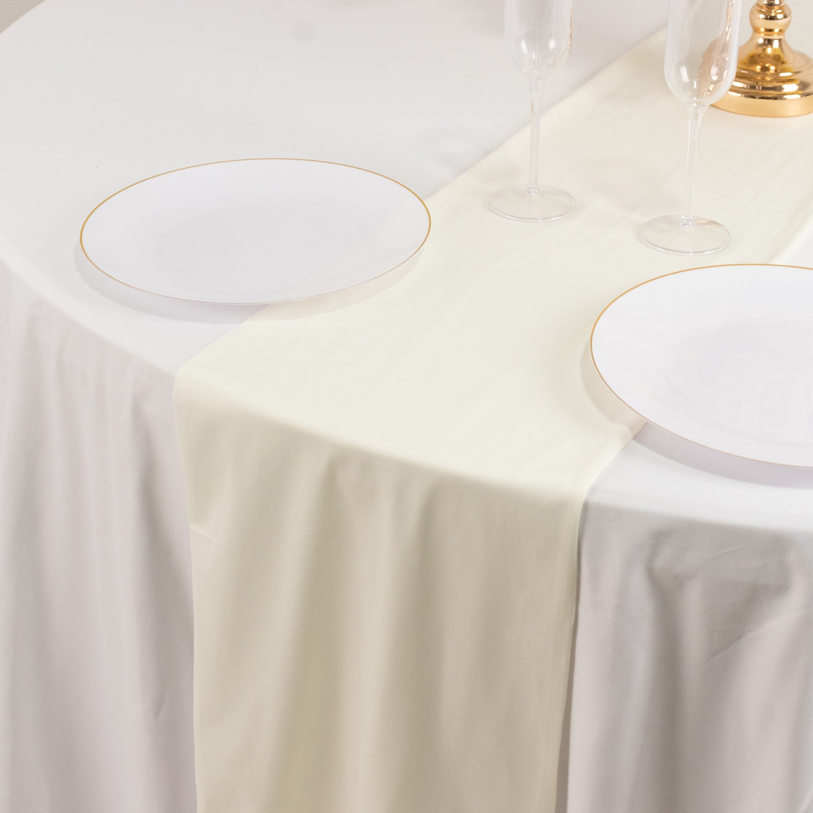 Premium Scuba Polyester 12x108 Table Runner Ivory - Wrinkle-Free Table Linen