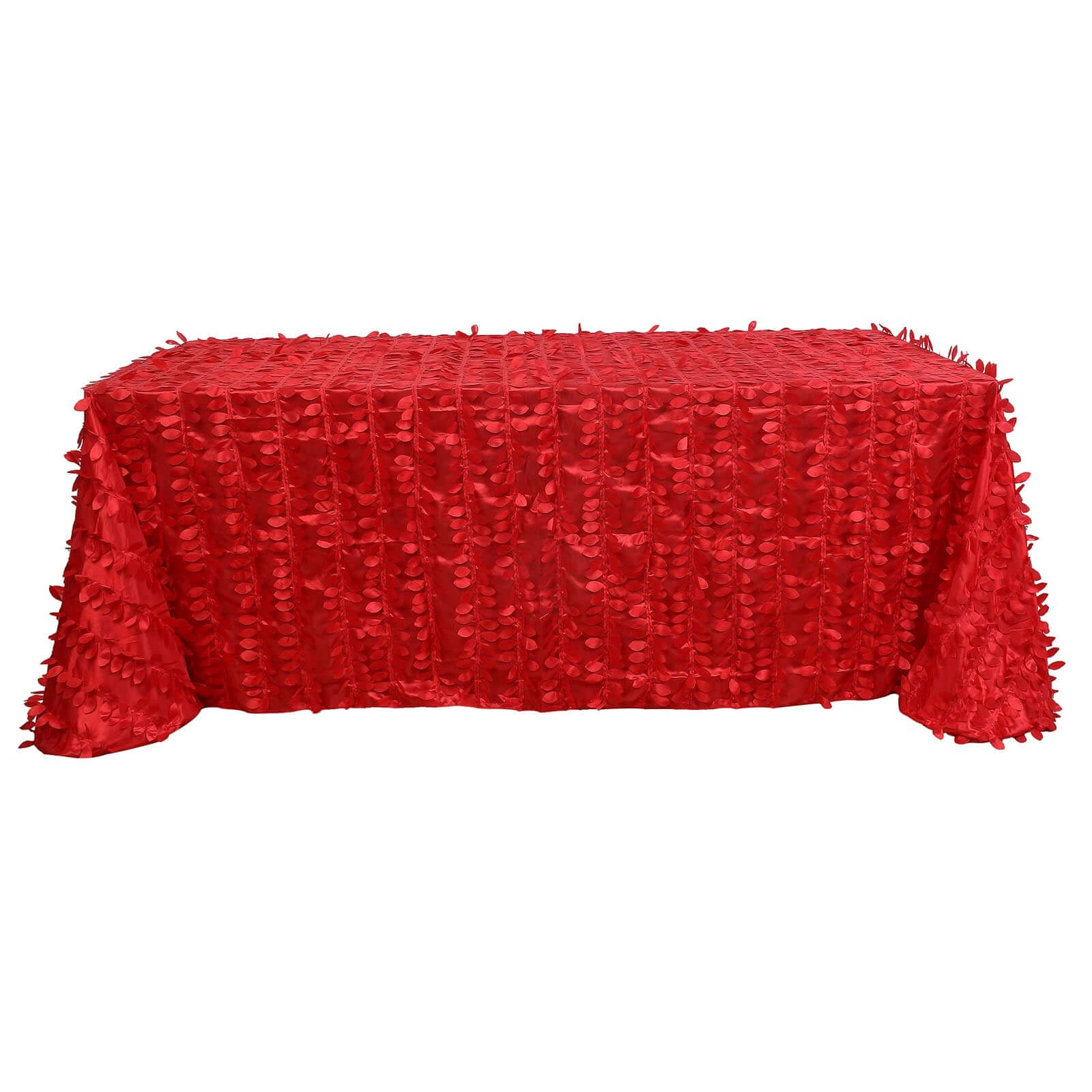 Taffeta 90x132 Rectangle Tablecloth Red | 3D Leaf Petal Design Seamless Table Cover