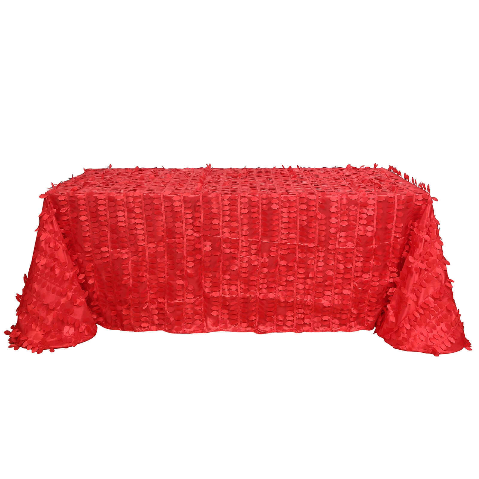 Taffeta 90x156 Rectangle Tablecloth Red | 3D Leaf Petal Design Seamless Table Cover