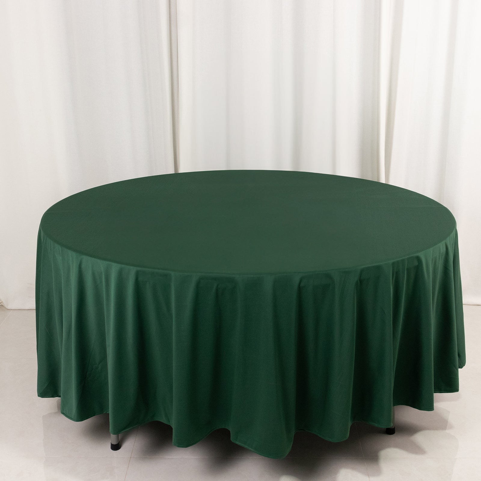 Premium Scuba Round 108 Tablecloth Hunter Emerald Green - Wrinkle Free & Stain Resistant Table Cover