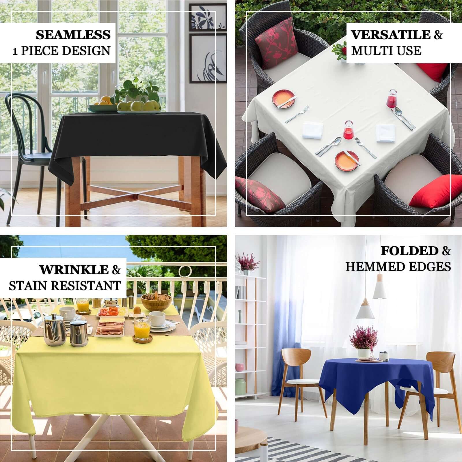 Polyester Square 54x54 Tablecloth Yellow - Wrinkle-Resistant & Durable Table Cover