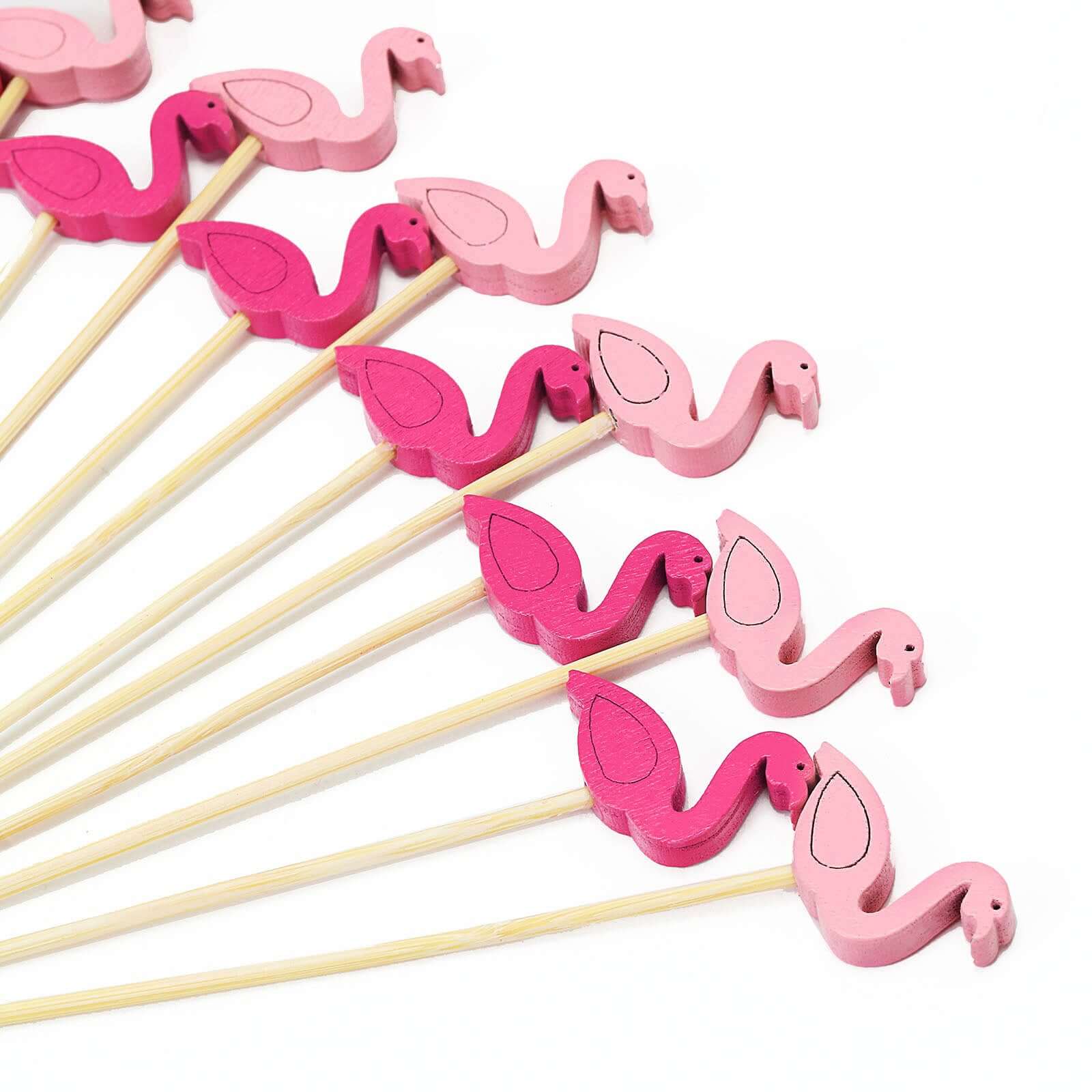 100-Pack Bamboo Cocktail Sticks Flamingo Decorative Top Design Fuchsia/Hot Pink - Eco Friendly Party Picks 5