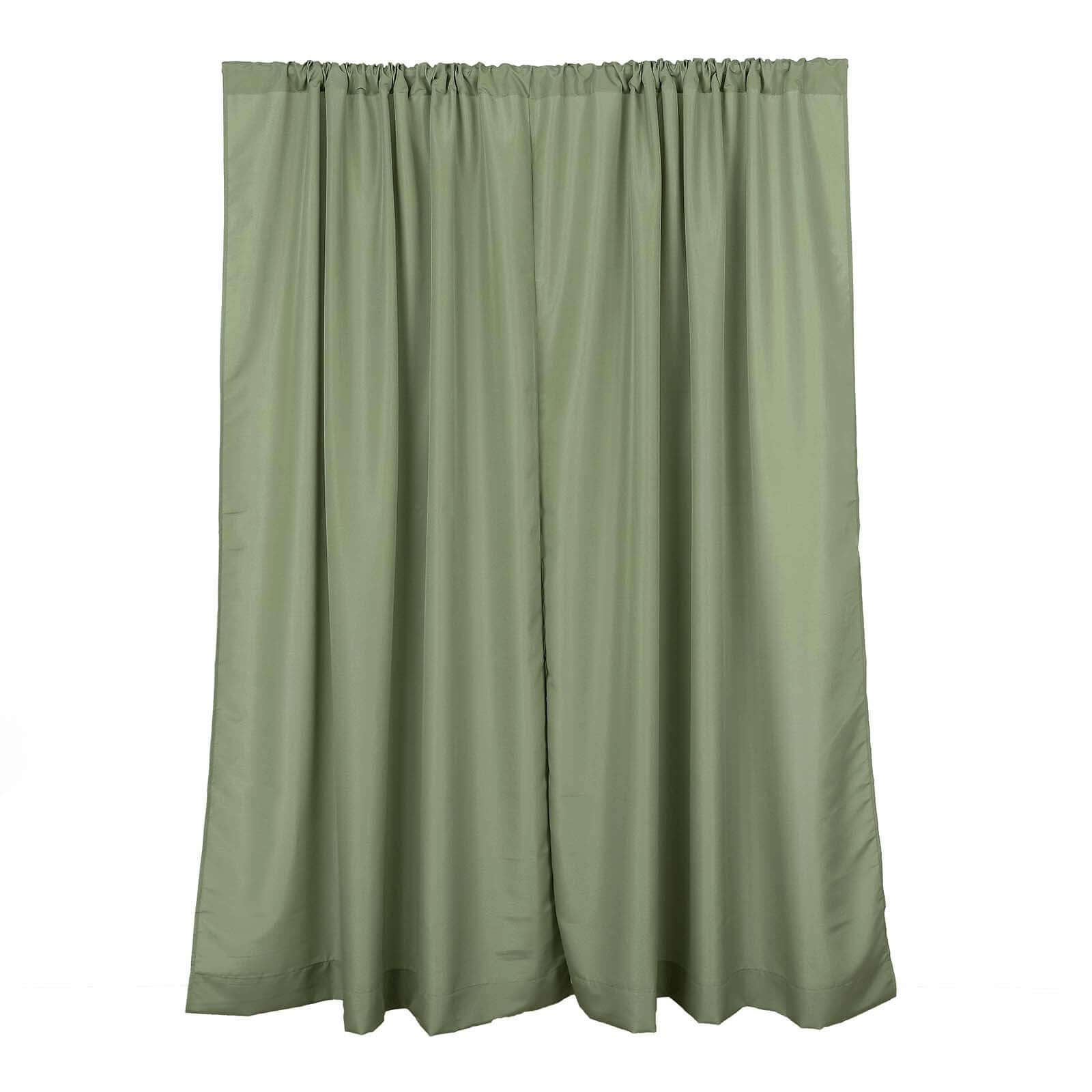 2 Pack Dusty Sage Green Polyester Event Curtain Drapes, 10ftx8ft Backdrop Event Panels With Rod Pockets 130 GSM