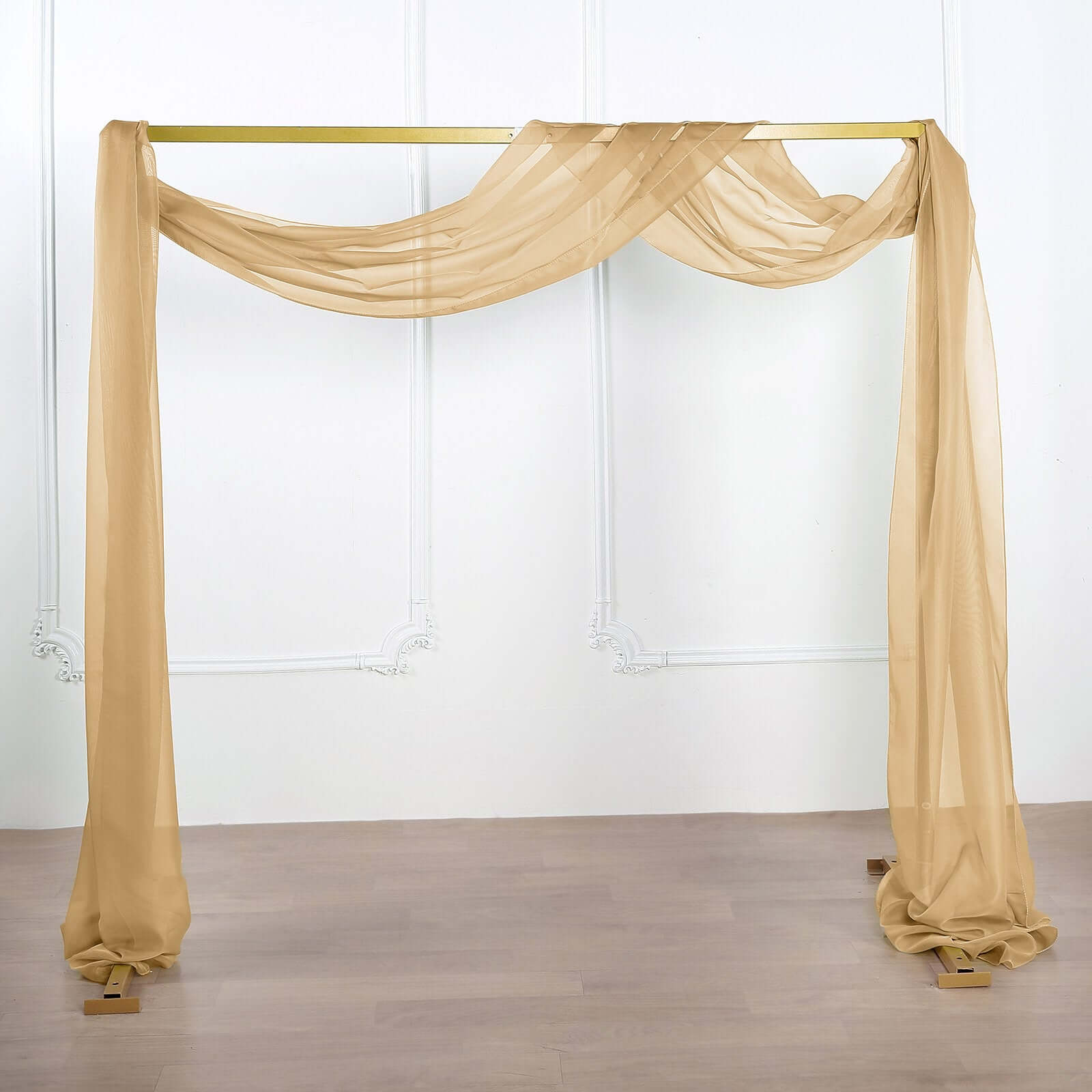 18ft Champagne Sheer Organza Wedding Arch Drapery Fabric, Window Scarf Valance