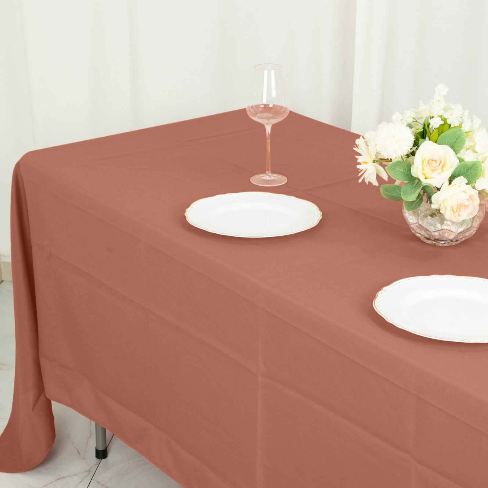 Polyester 72x120 Rectangle Tablecloth Terracotta (Rust) - Durable and Stylish Table Cover