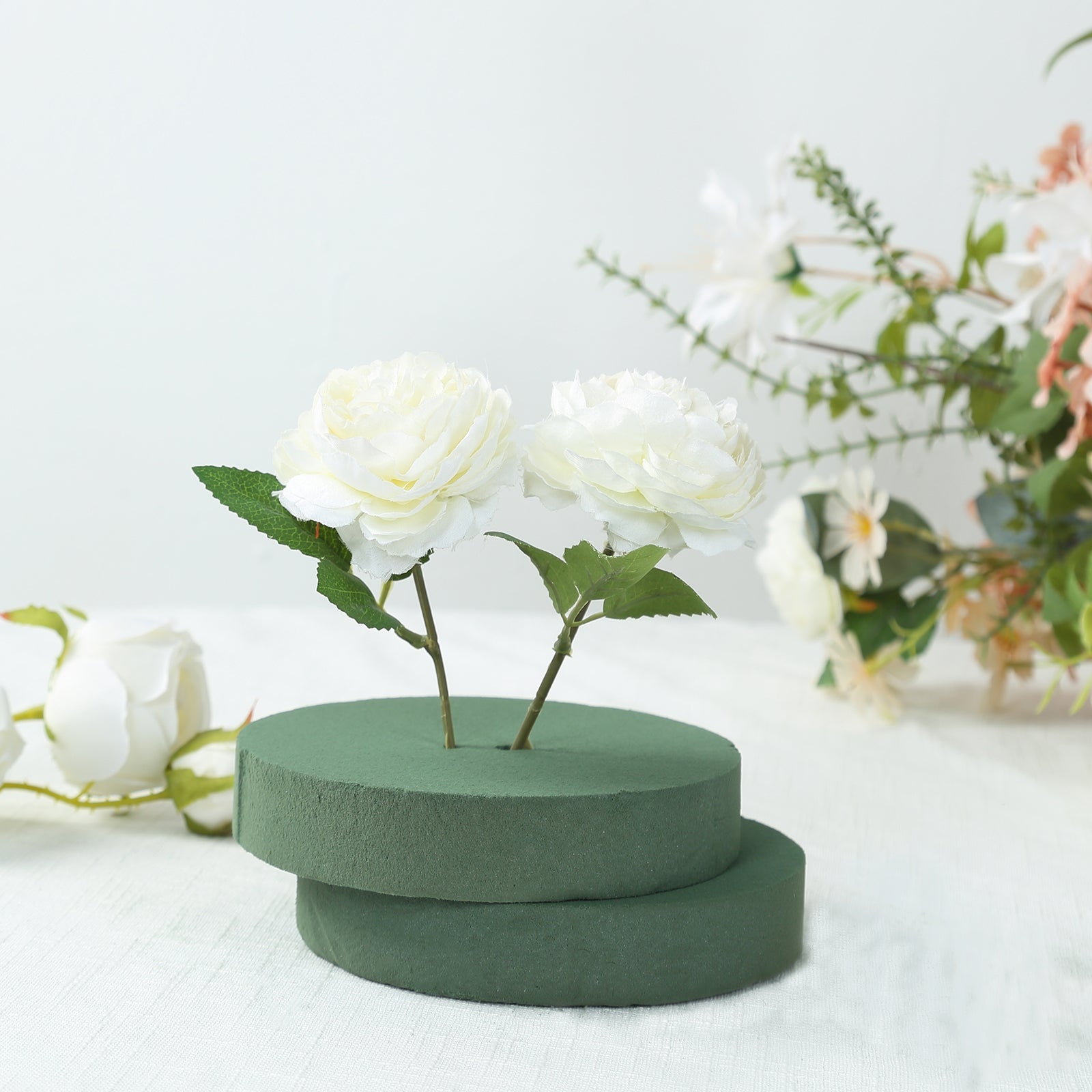 6 Pack Green Large Floral Foam Blocks for Artificial Flowers, 6 Round Wet Styrofoam Bricks Artificial Flower Arrangement Craft Supplies