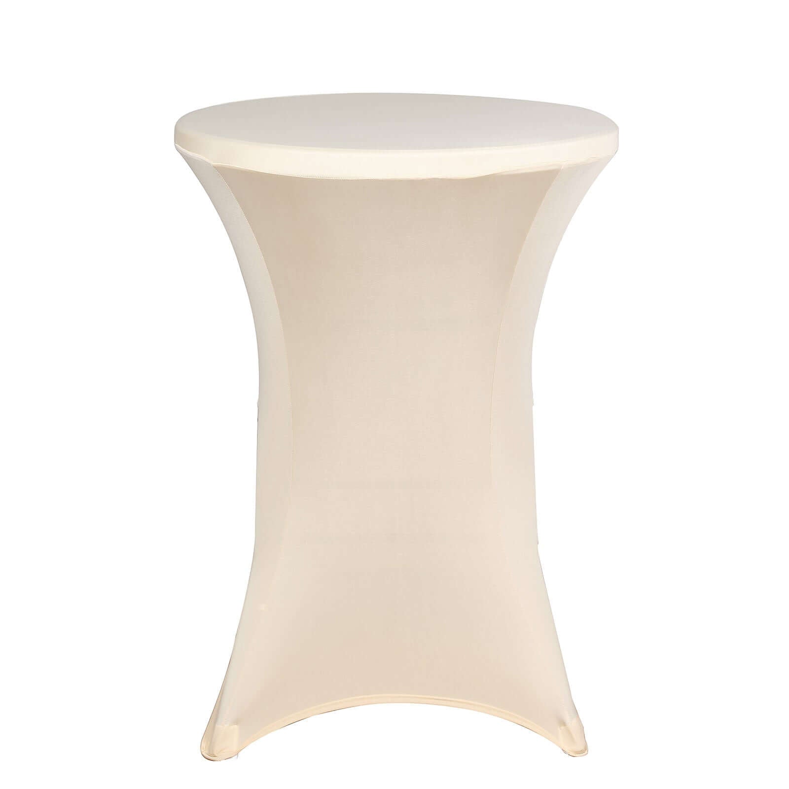 Spandex 24-32 Round Cocktail Table Cover Beige - Easy to Maintain Stretch Fitted Highboy Tablecloth