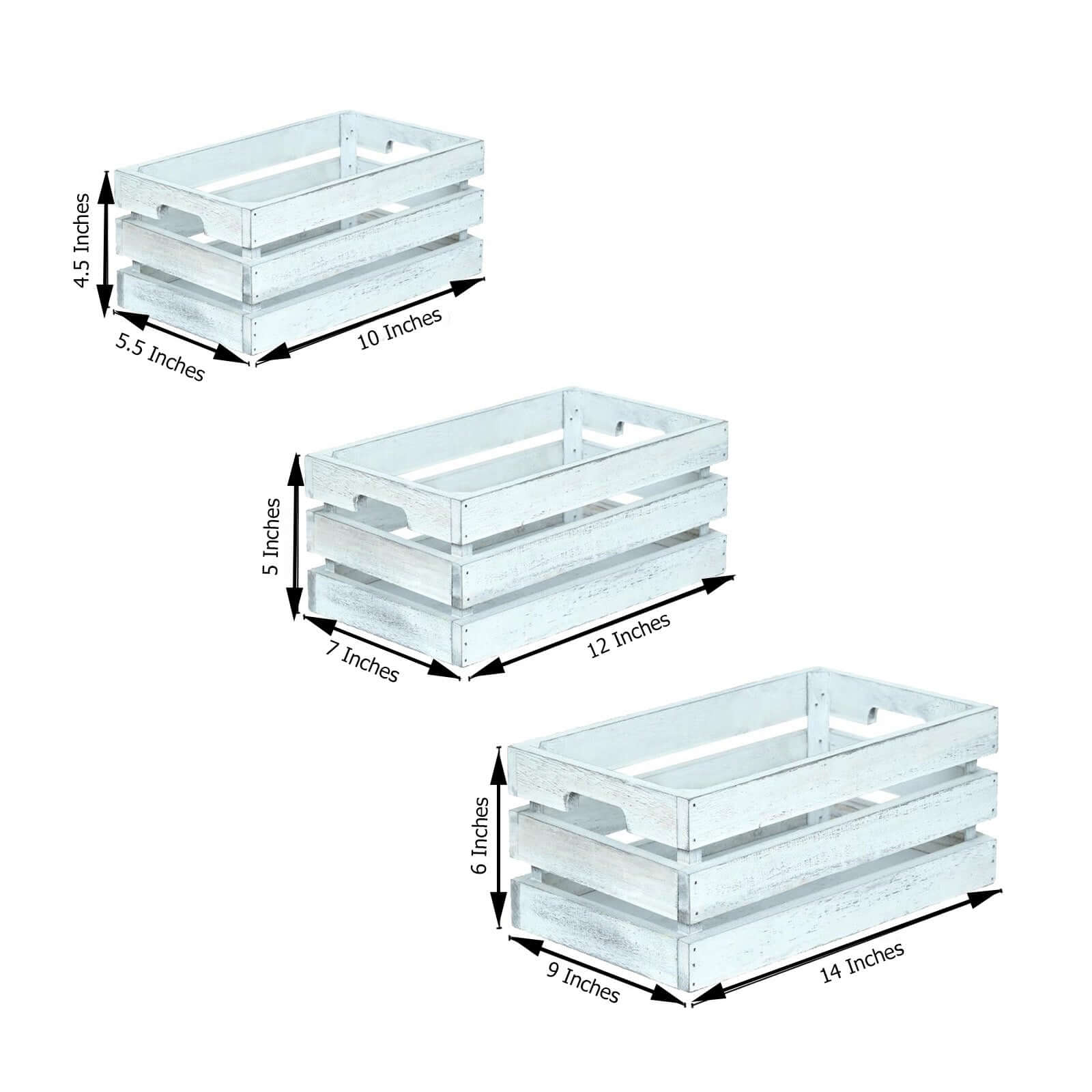 Set of 3 Rustic Wooden Crates White - Multi-Purpose Planters, Storage Containers & Display Risers