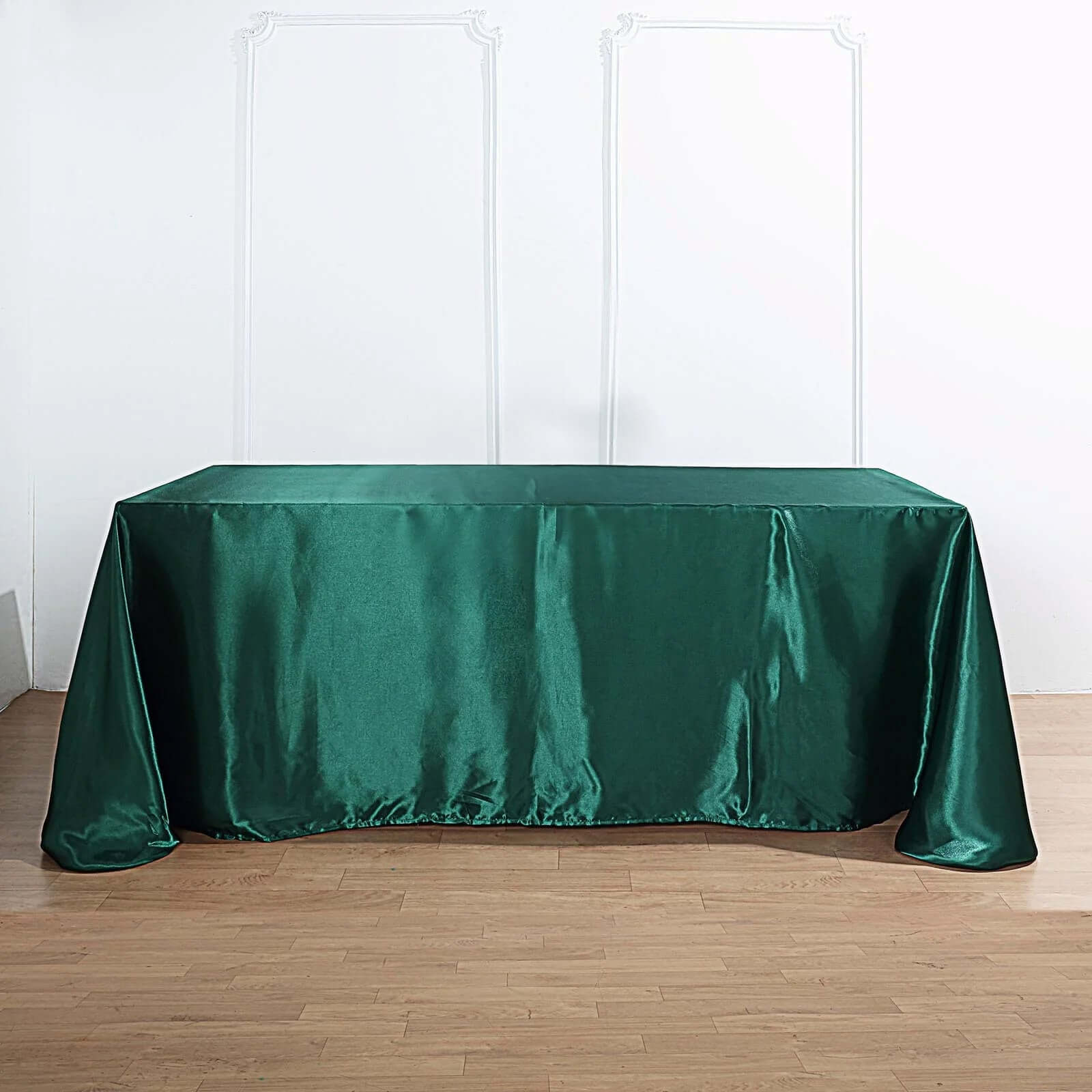 Satin Rectangular 90x156 Tablecloth Hunter Emerald Green - Seamless Table Cover