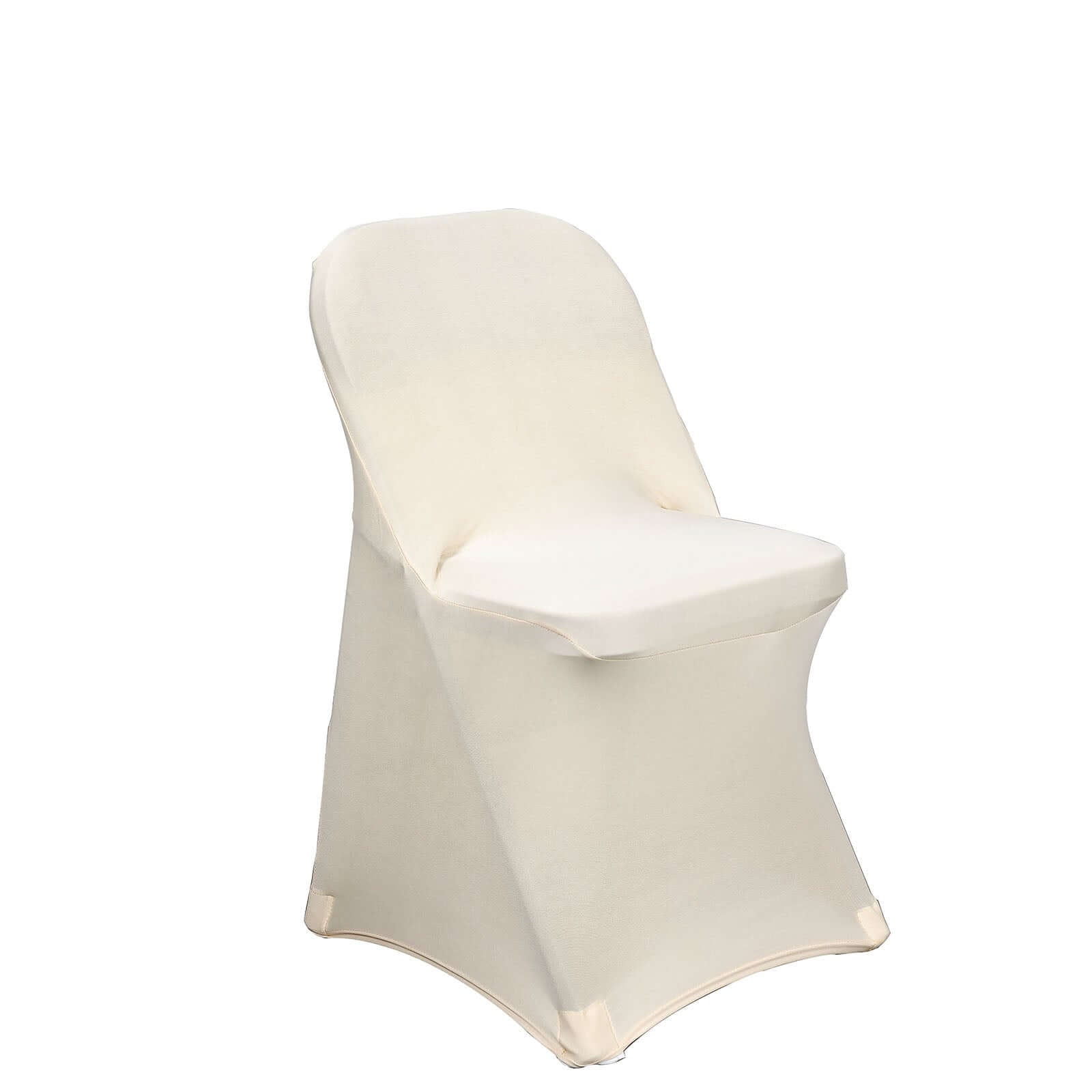 Stretch Spandex Chair Cover Beige for Folding Chairs - Reusable & Wrinkle-Resistant 160GSM Fitted Slipcover