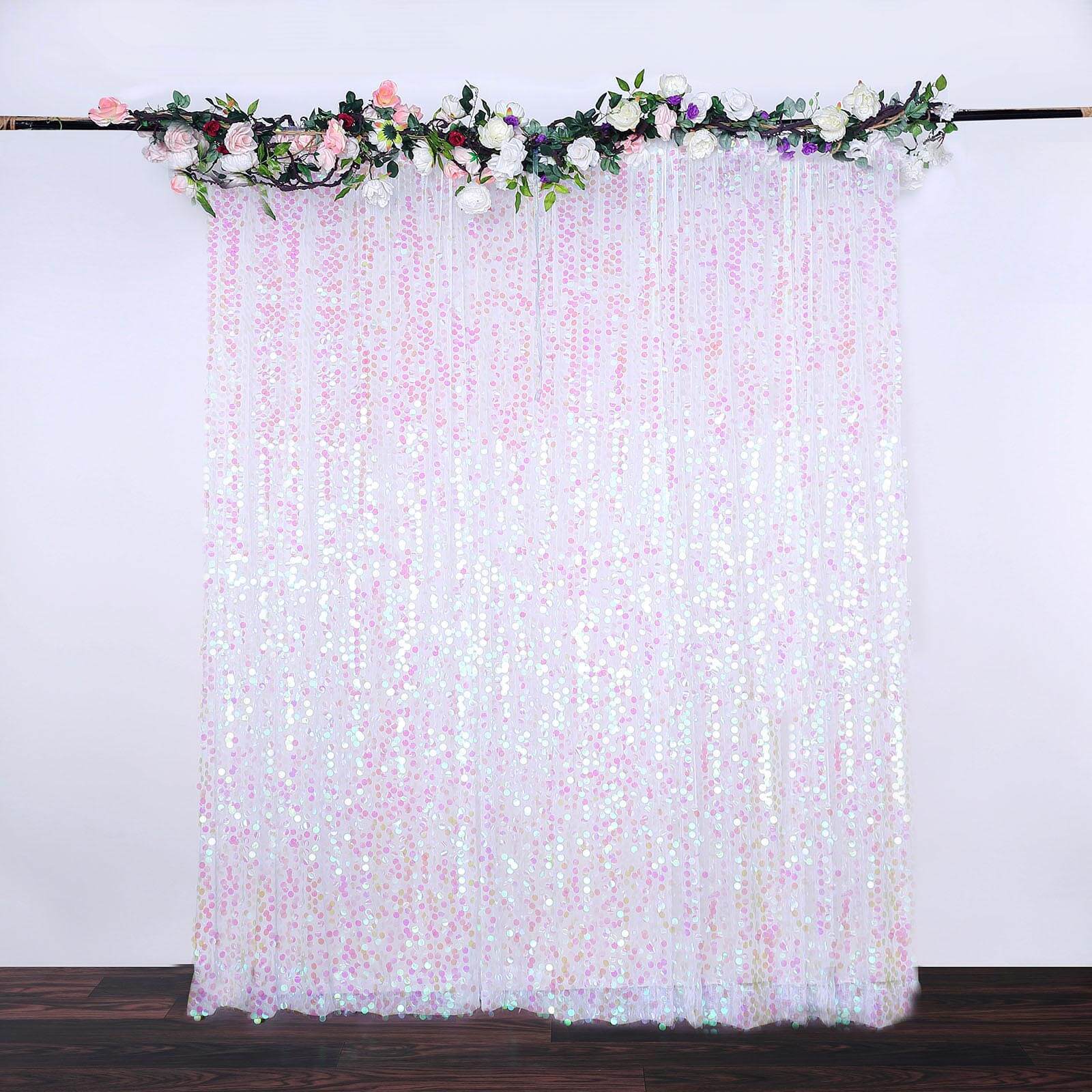 8ftx8ft Iridescent Big Payette Sequin Event Curtain Drapes, Backdrop Event Panel