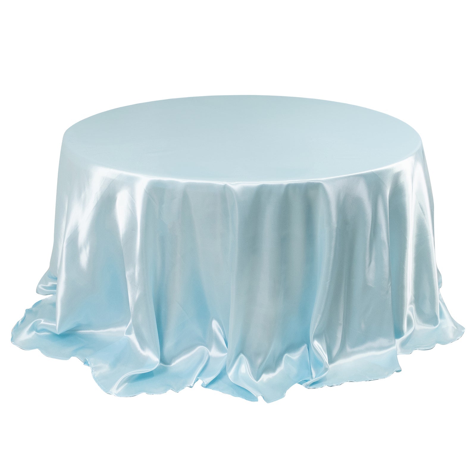 Satin 132 Round Tablecloth Light Blue - Stylish Seamless Table Cover