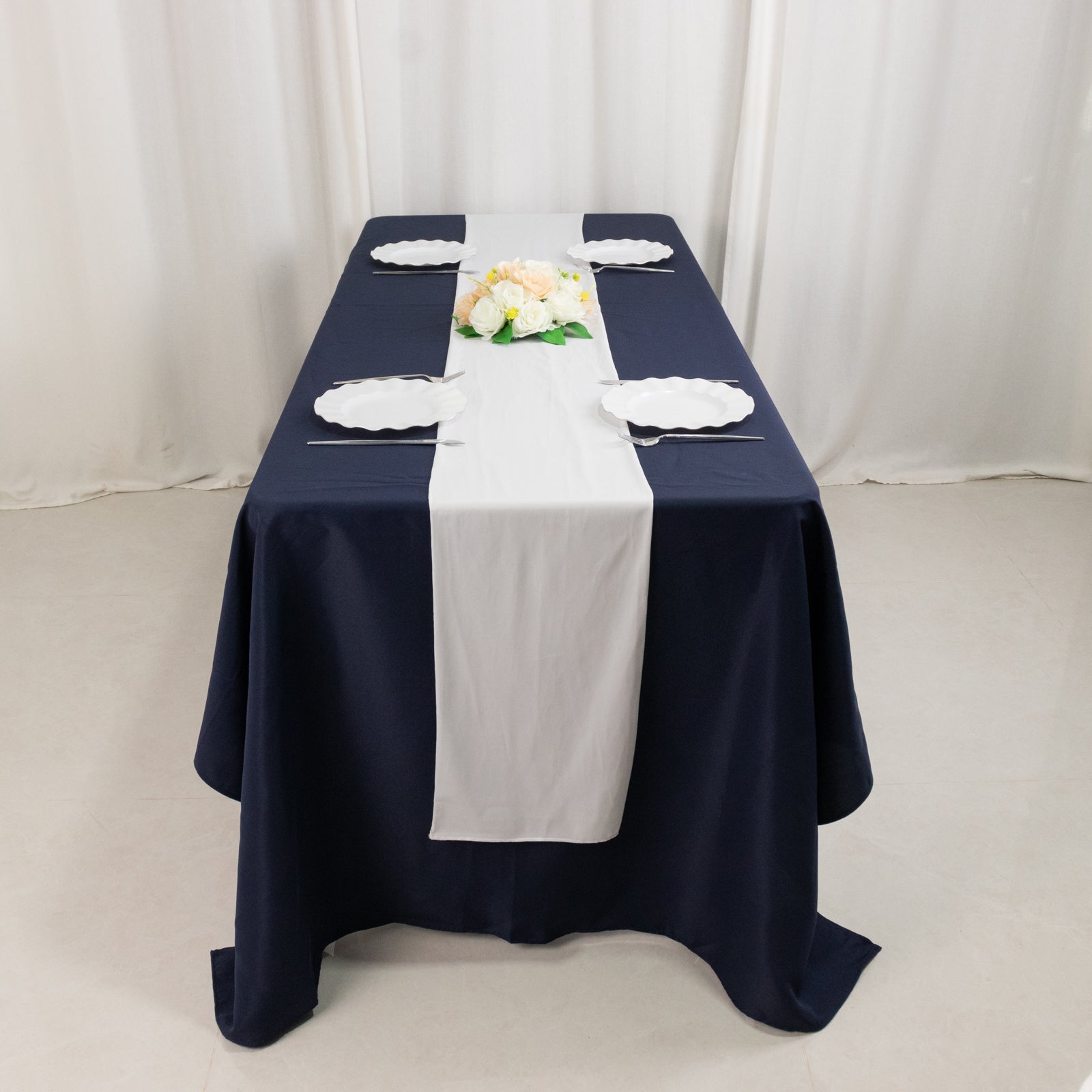 Premium Scuba Polyester 12x108 Table Runner White - Wrinkle-Free Table Linen for Events & Weddings