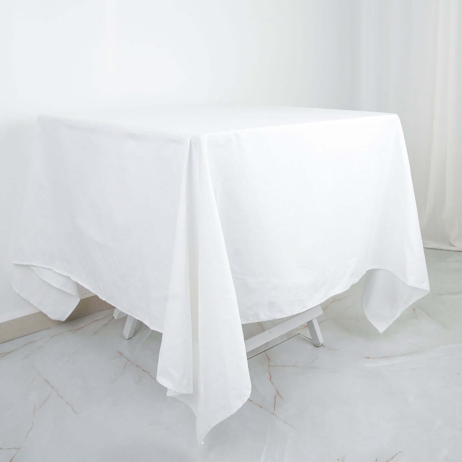 100% Cotton 70x70 Square Tablecloth White Linen - Sophisticated, Soft & Breathable Fabric Table Cover