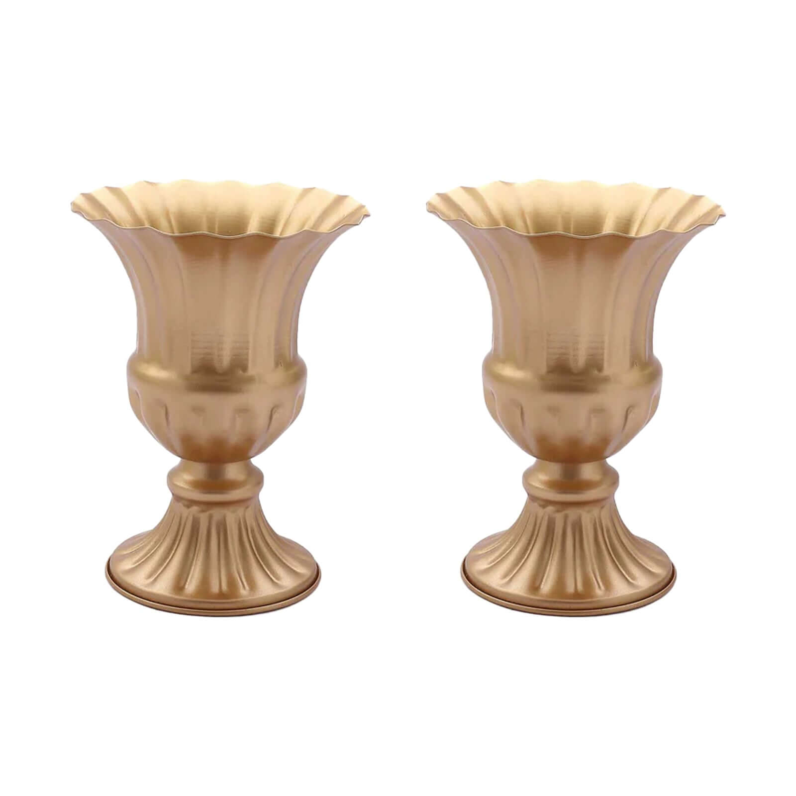 2-Pack Metal Pedestal Flower Vases Trumpet Style Gold - Vintage Mini Compote Vase for Event Table Decor 6