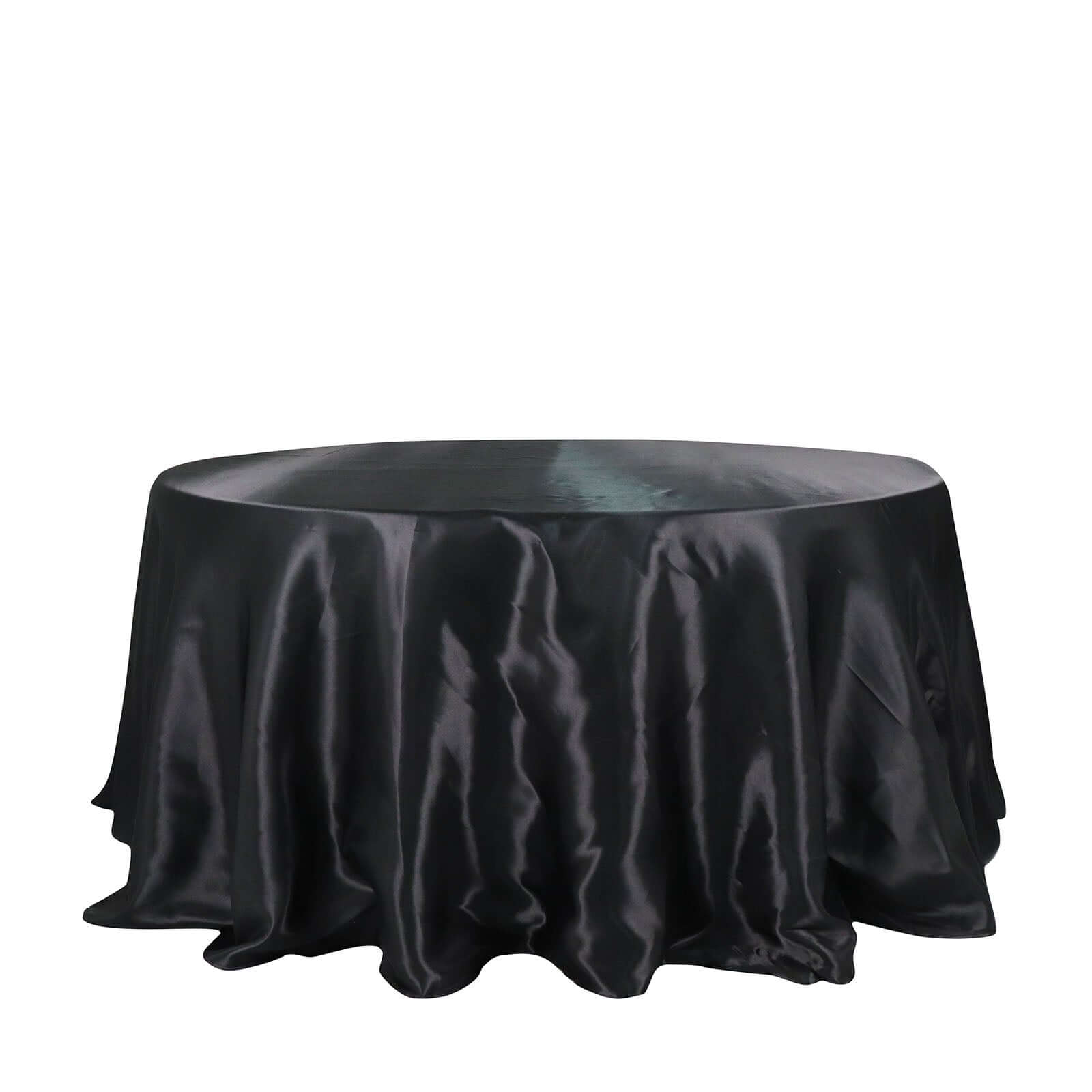 Satin 132 Round Tablecloth Black - Stylish Seamless Table Cover for Weddings & Events