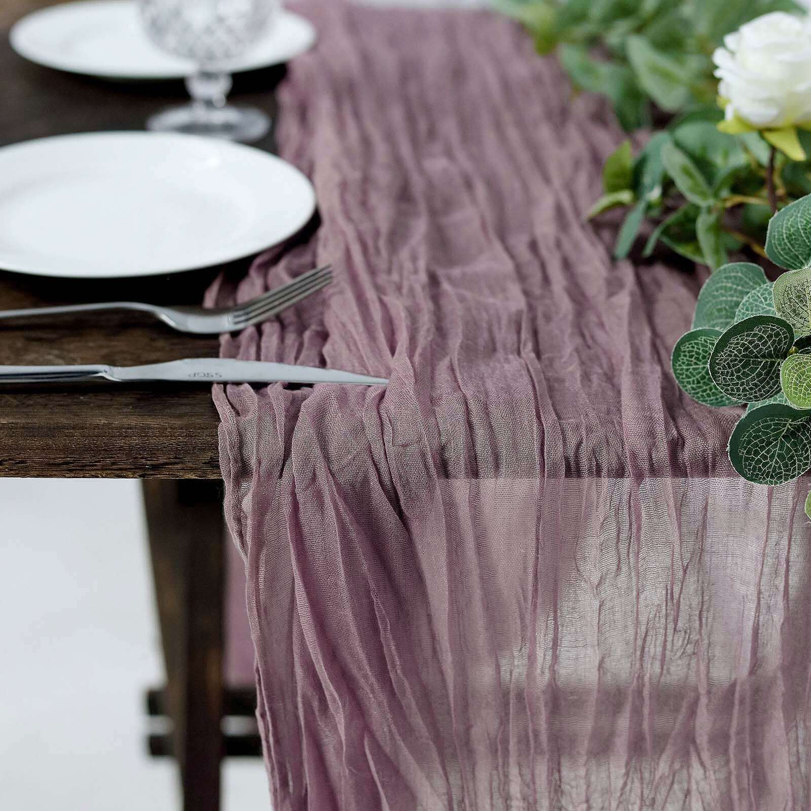 Gauze Cheesecloth 10ft Table Runner Violet Amethyst - Rustic Boho Style