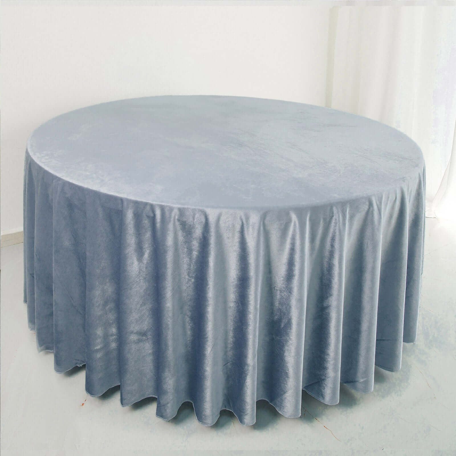 Premium Velvet 120 Round Tablecloth Dusty Blue - Reusable Soft & Seamless Table Cover