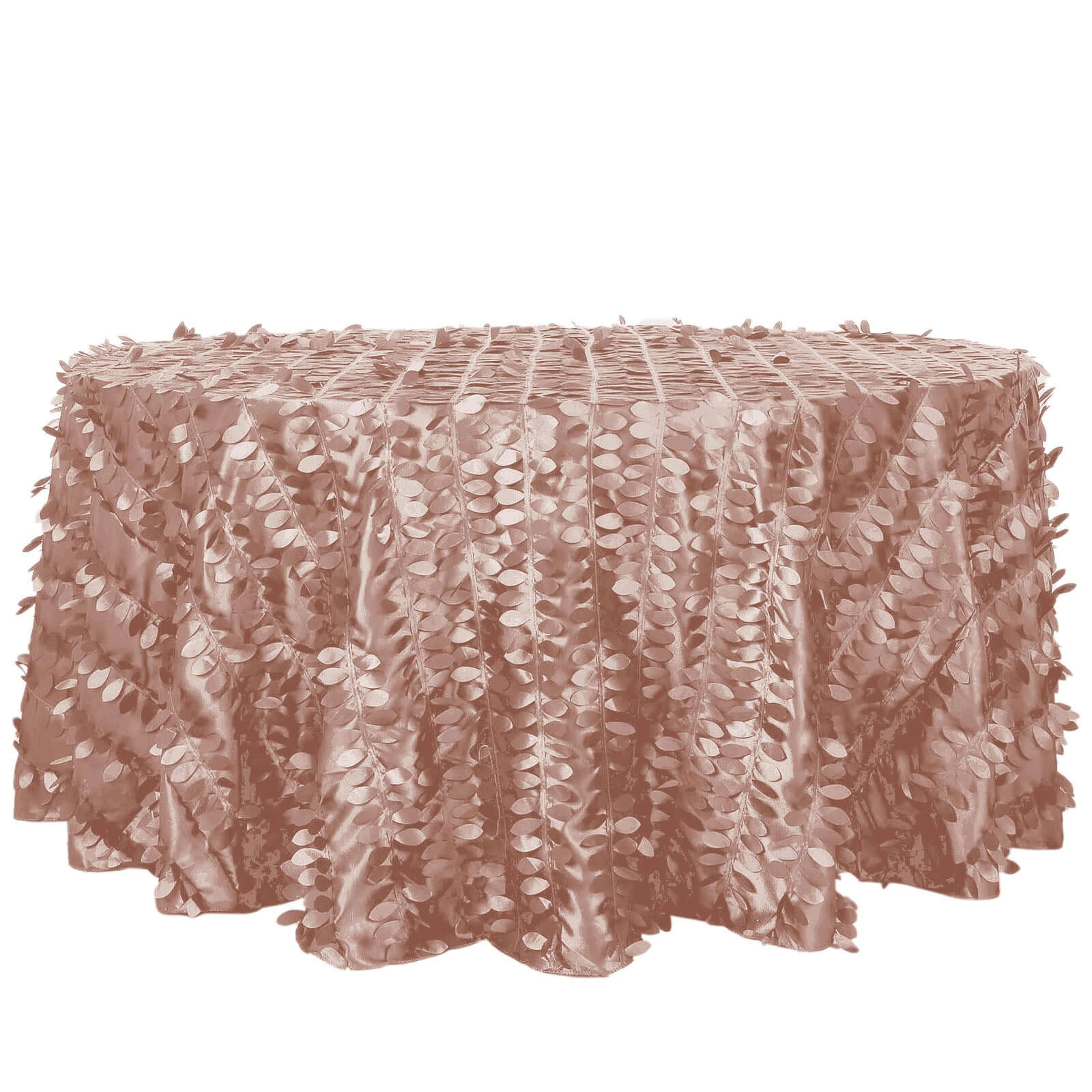 Taffeta 120 Round Tablecloth Dusty Rose | 3D Leaf Petal Design Seamless Table Cover