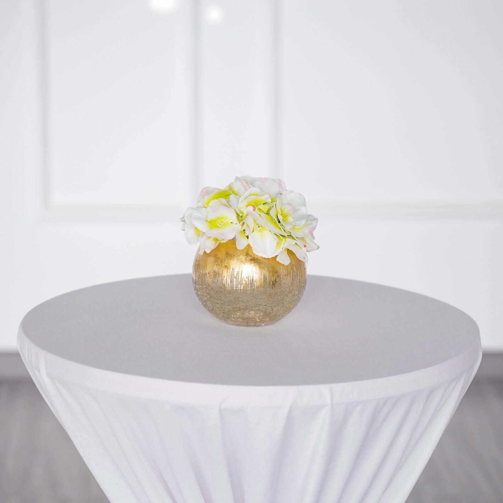 Glass Flower Vase Gold Foiled Crackle Bubble - Stylish Centerpiece for Events 4.5