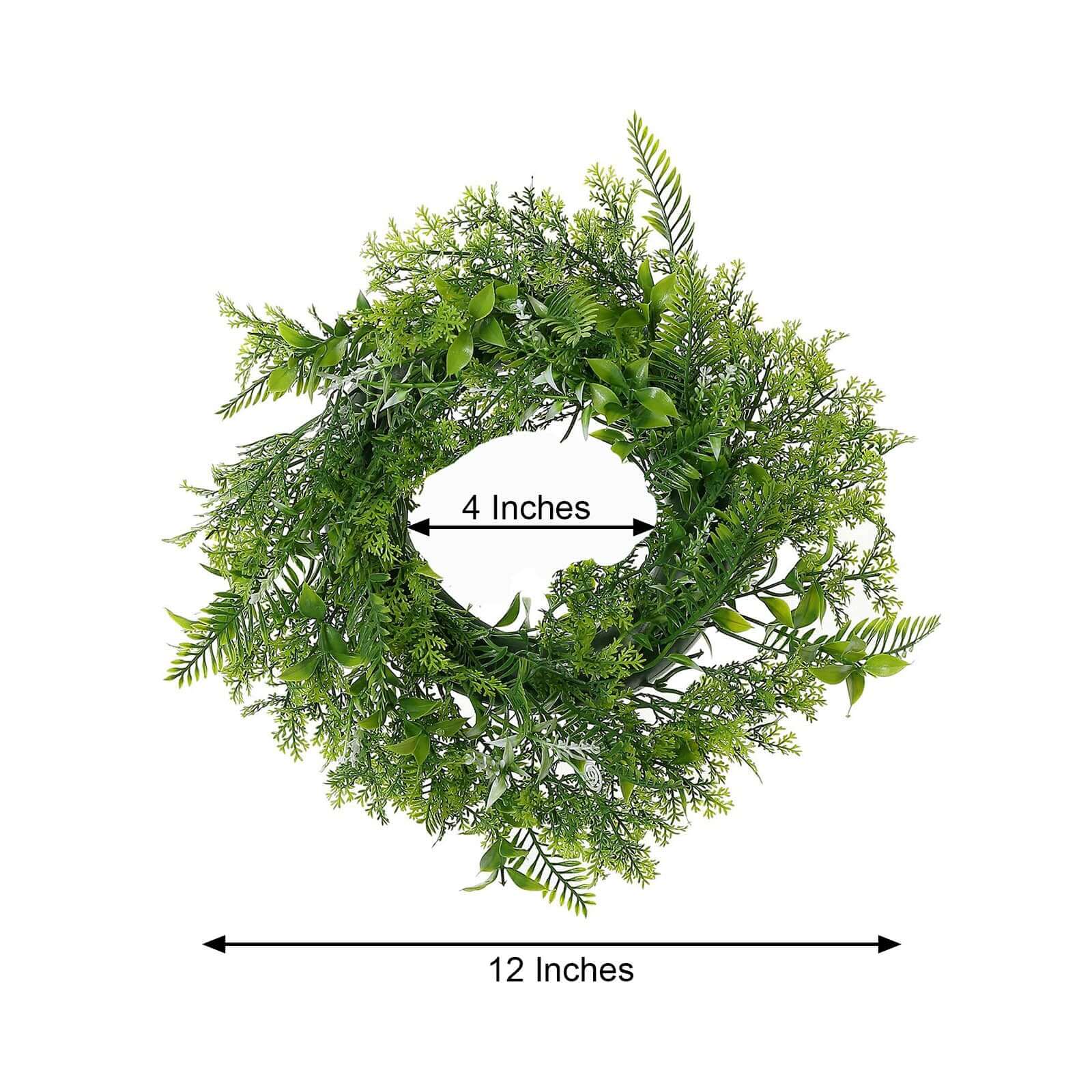 2 Pack 4 Green Artificial Fern Leaf Mix Pillar Candle Ring Wreaths