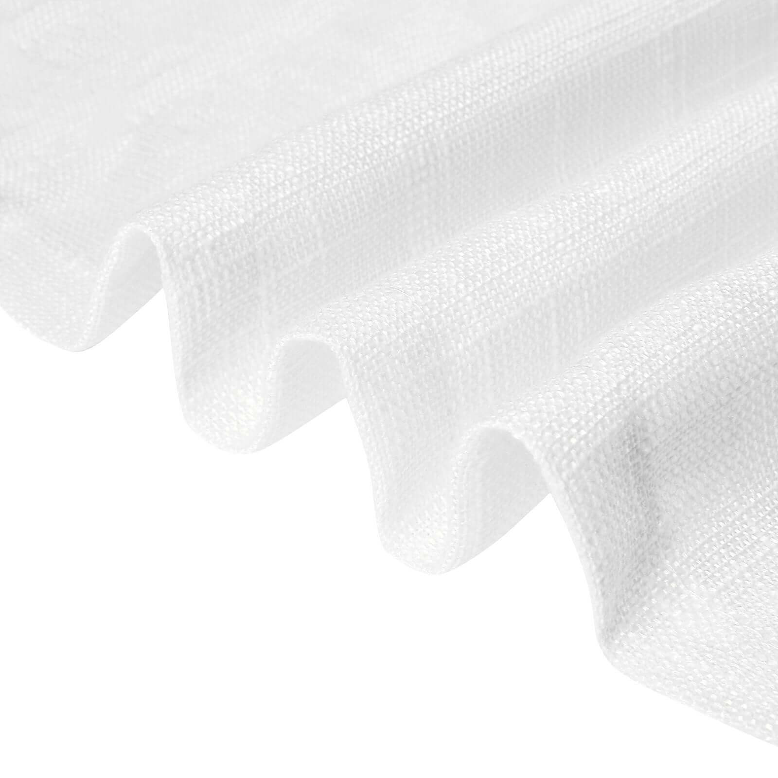 2 Pack Handmade White Faux Linen Curtains 52x64, Curtain Panels With Chrome Grommets