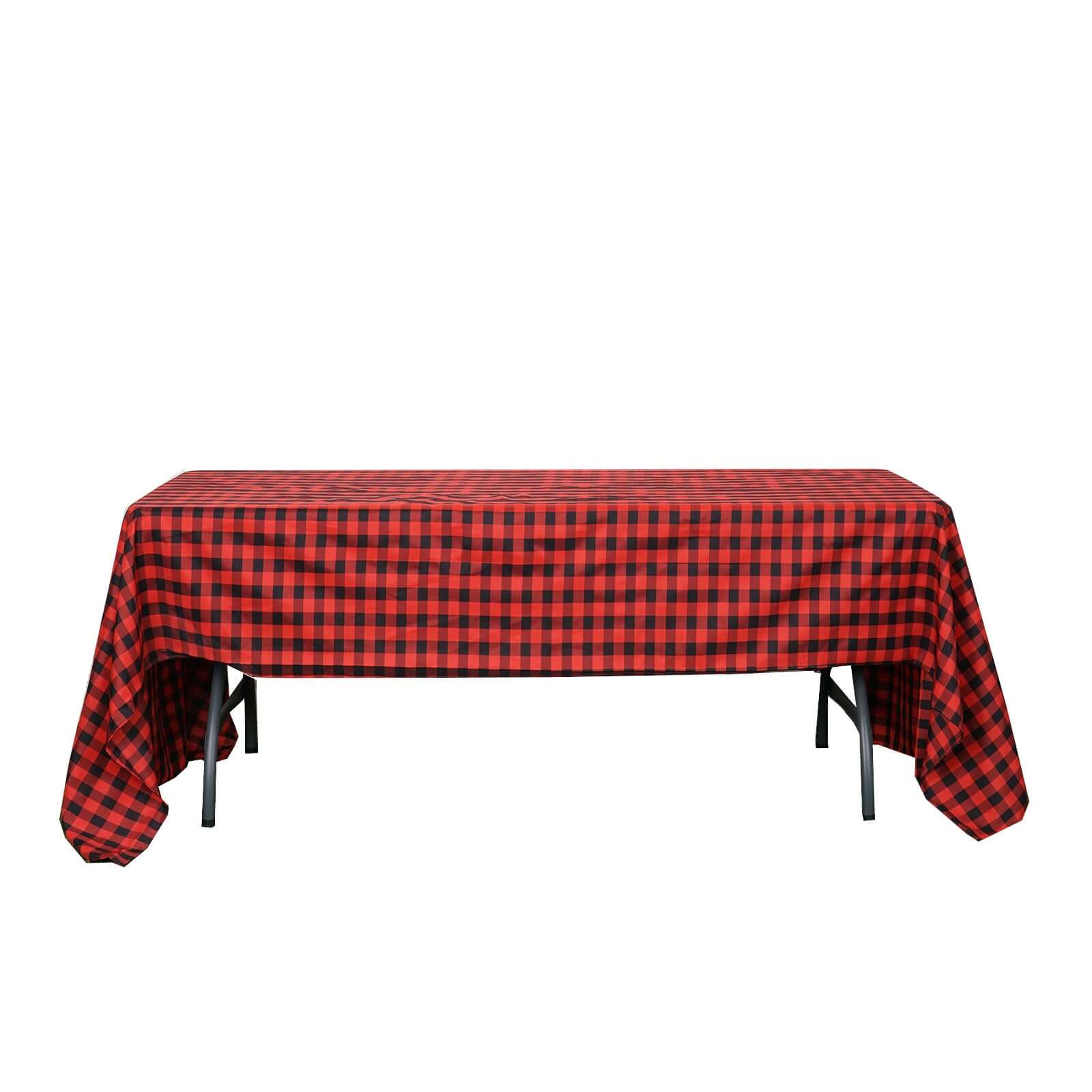 Polyester 60x126 Rectangle Tablecloth Black/Red - Buffalo Plaid Checkered Table Cover