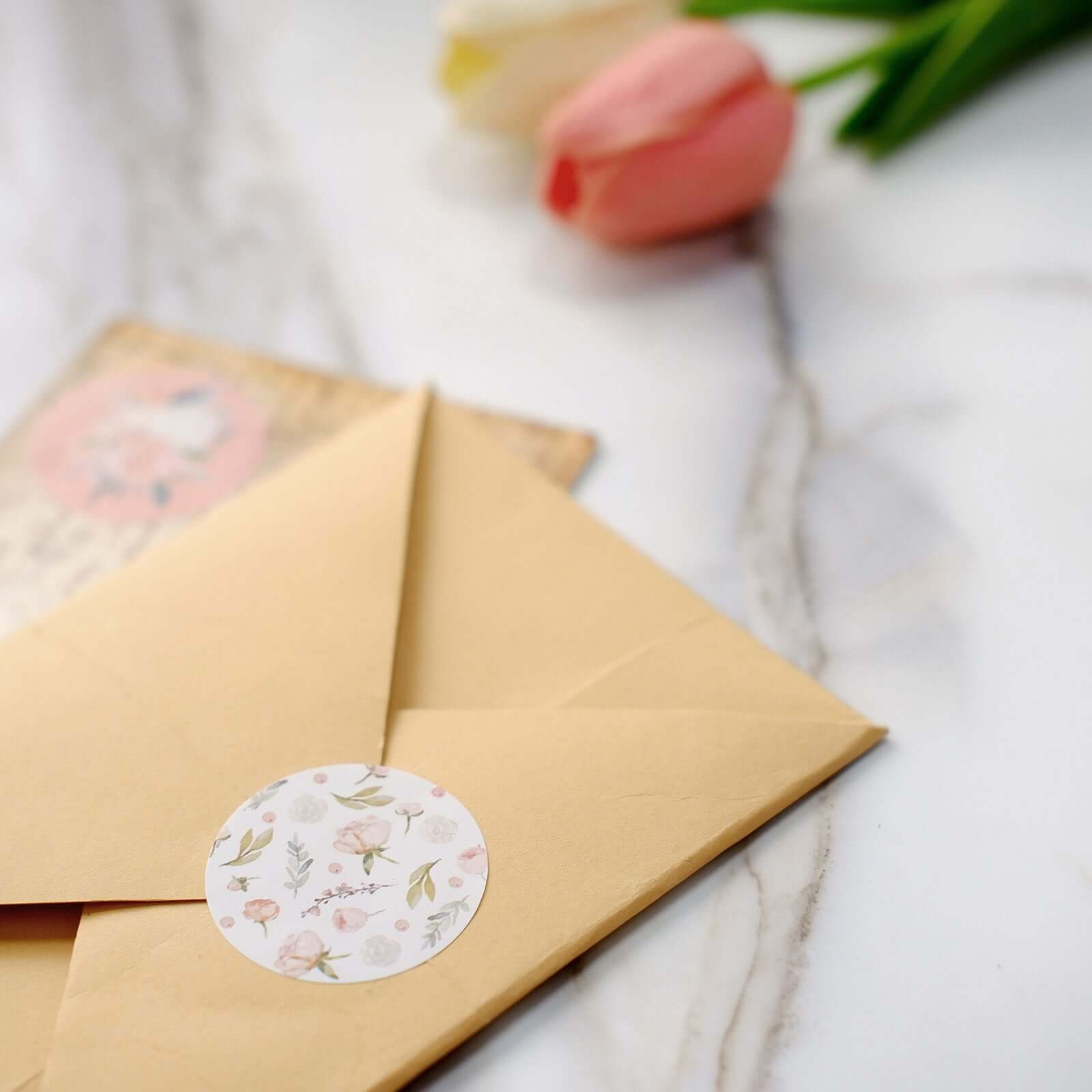 500Pcs 1.5 Baby Shower Love and Oh Baby Floral Stickers Roll, Labels For DIY Envelope Seal - Round