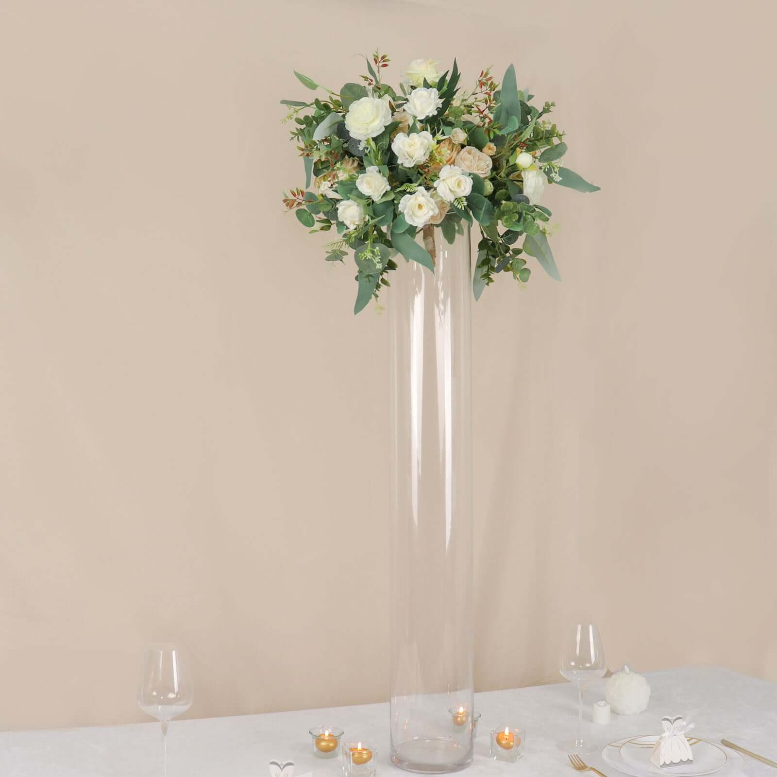 2-Pack Glass Flower Vases Cylinder Design Heavy Duty Clear - Stylish Centerpieces for Weddings 40