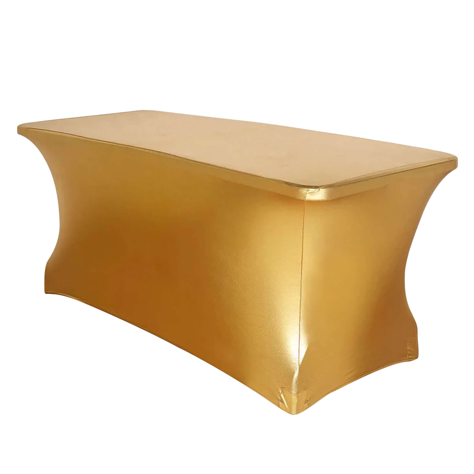 Stretch Spandex 72x30 Rectangle Tablecloth Metallic Gold - Glamorous Form-Fitting Table Cover for Upscale Gatherings