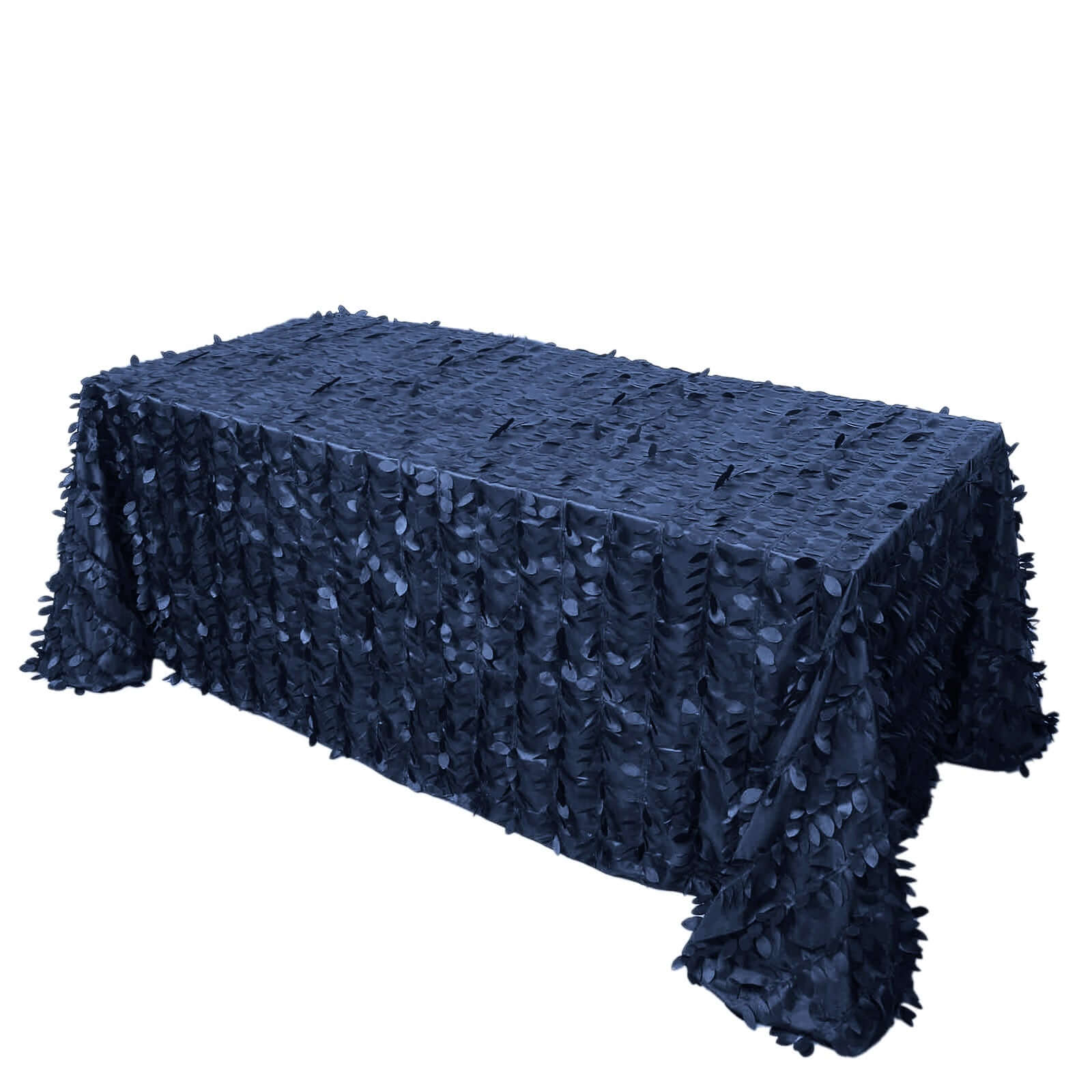 Taffeta 90x132 Rectangle Tablecloth Navy Blue | 3D Leaf Petal Design Seamless Table Cover