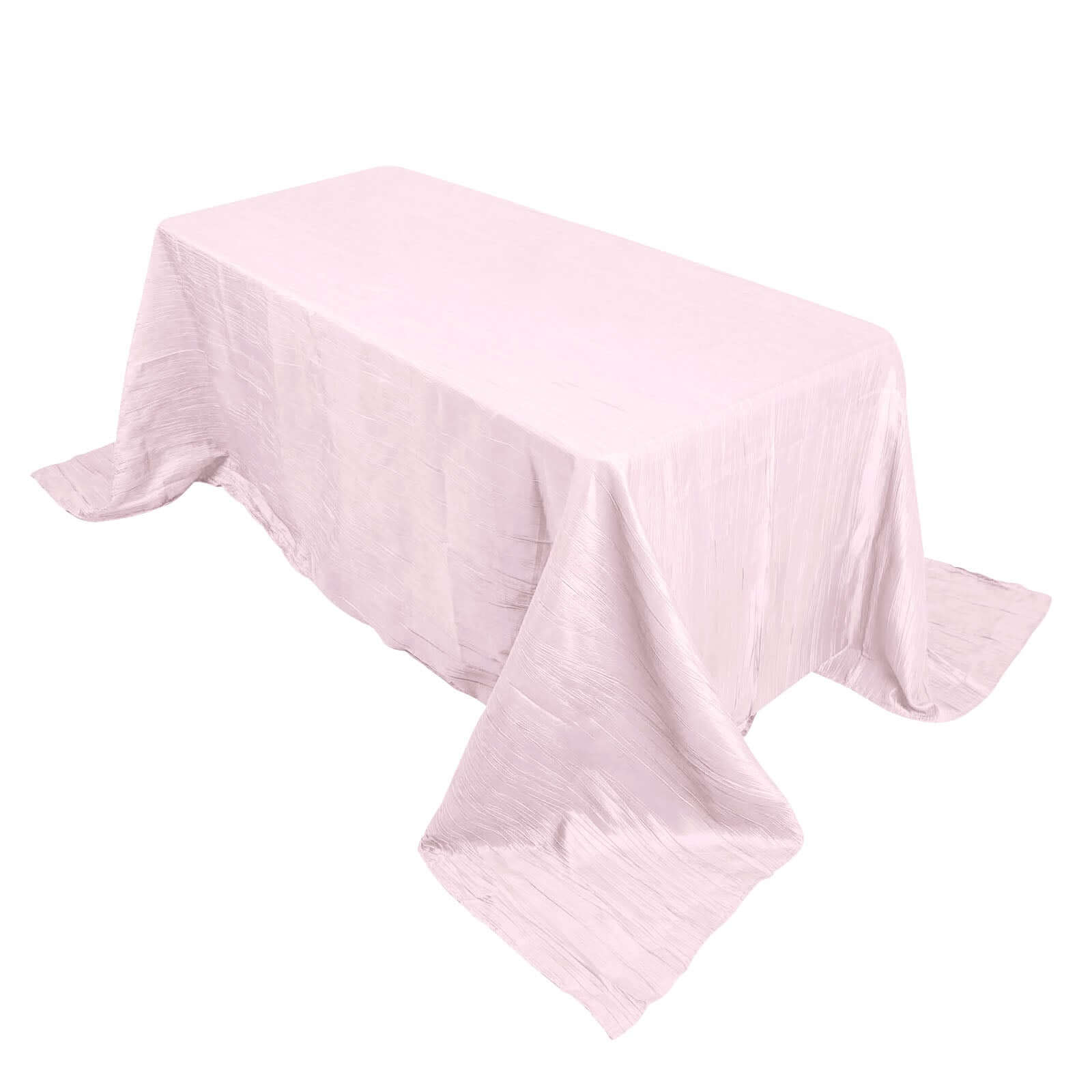 Taffeta 90x132 Rectangle Tablecloth Blush - Seamless Accordion Crinkle Table Cover