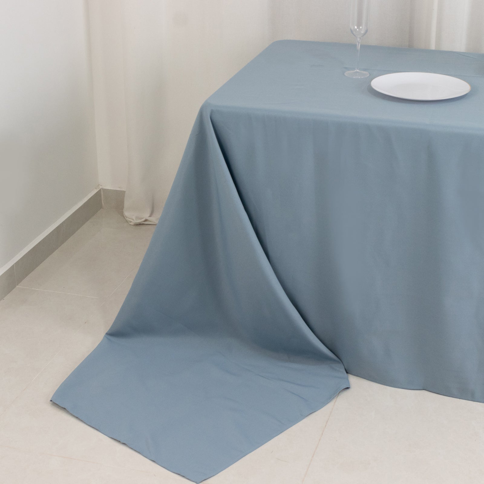 Premium Polyester 90x156 Rectangle Tablecloth Dusty Blue - Seamless 220GSM Stain-Resistant Table Cover