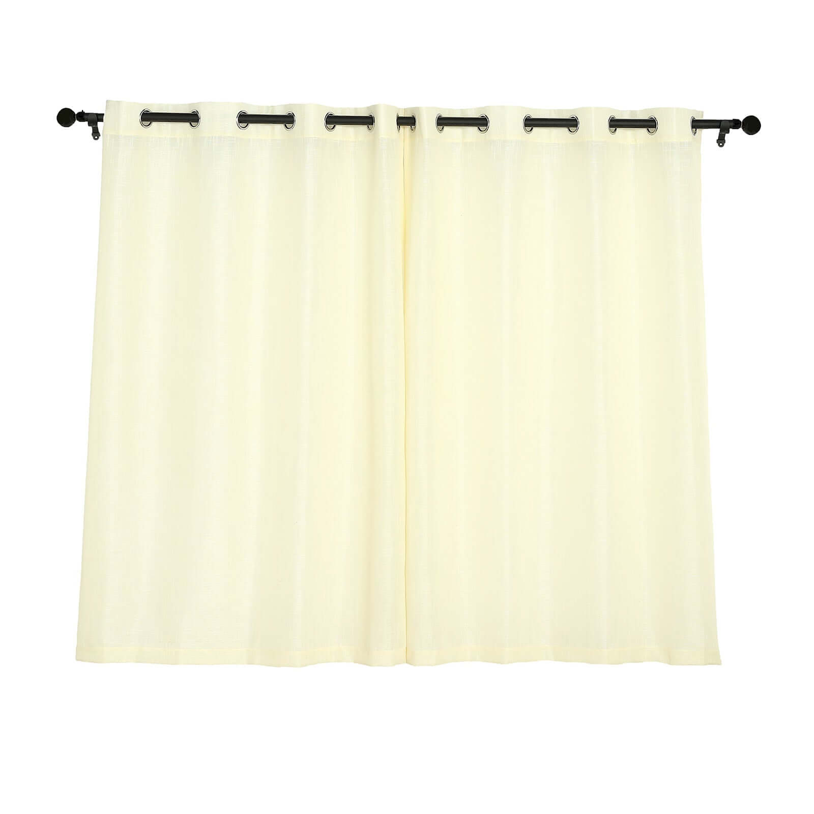 2 Pack Handmade Ivory Faux Linen Curtains 52x64, Curtain Panels With Chrome Grommets