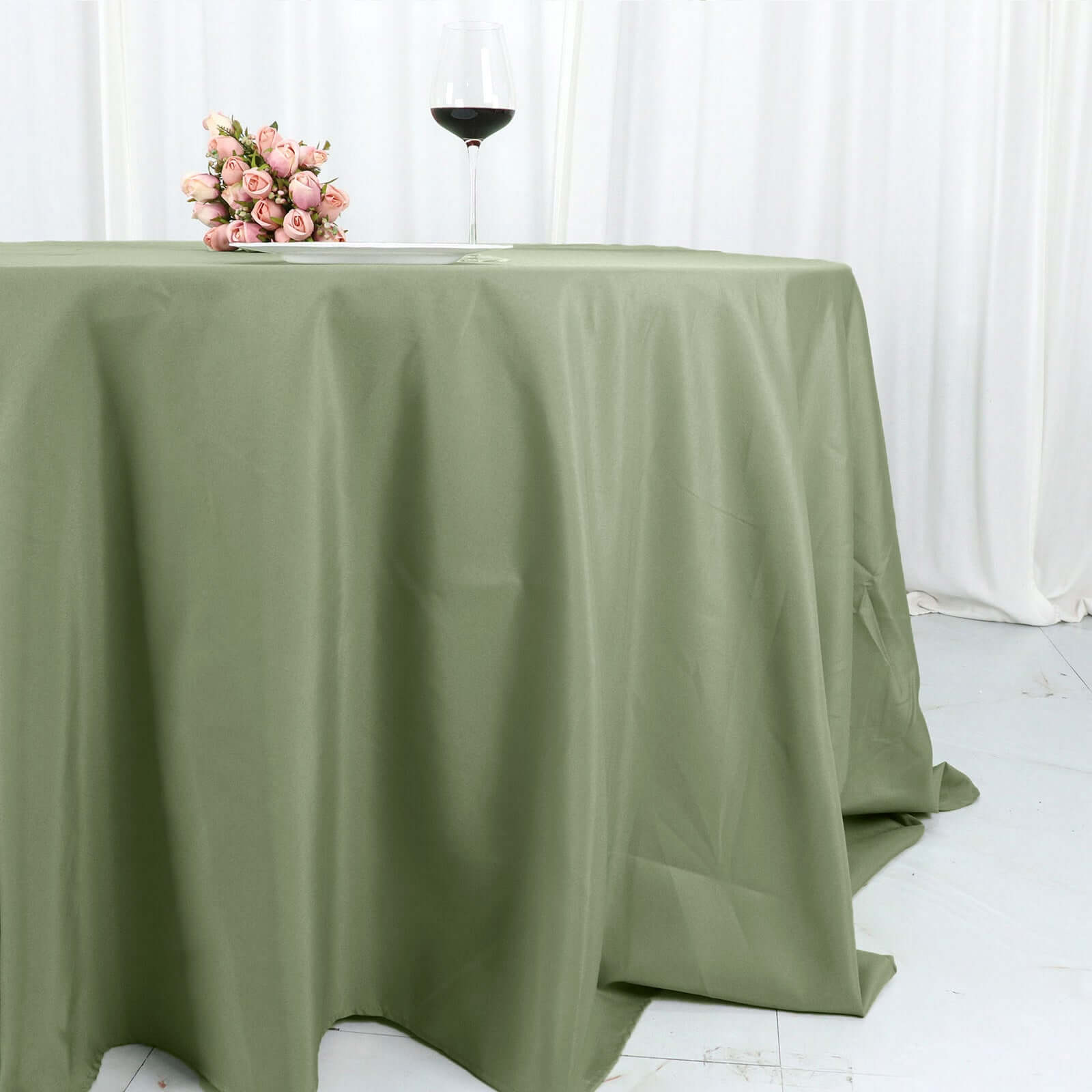 Polyester 132 Round Tablecloth Dusty Sage Green - Seamless Chic Table Cover