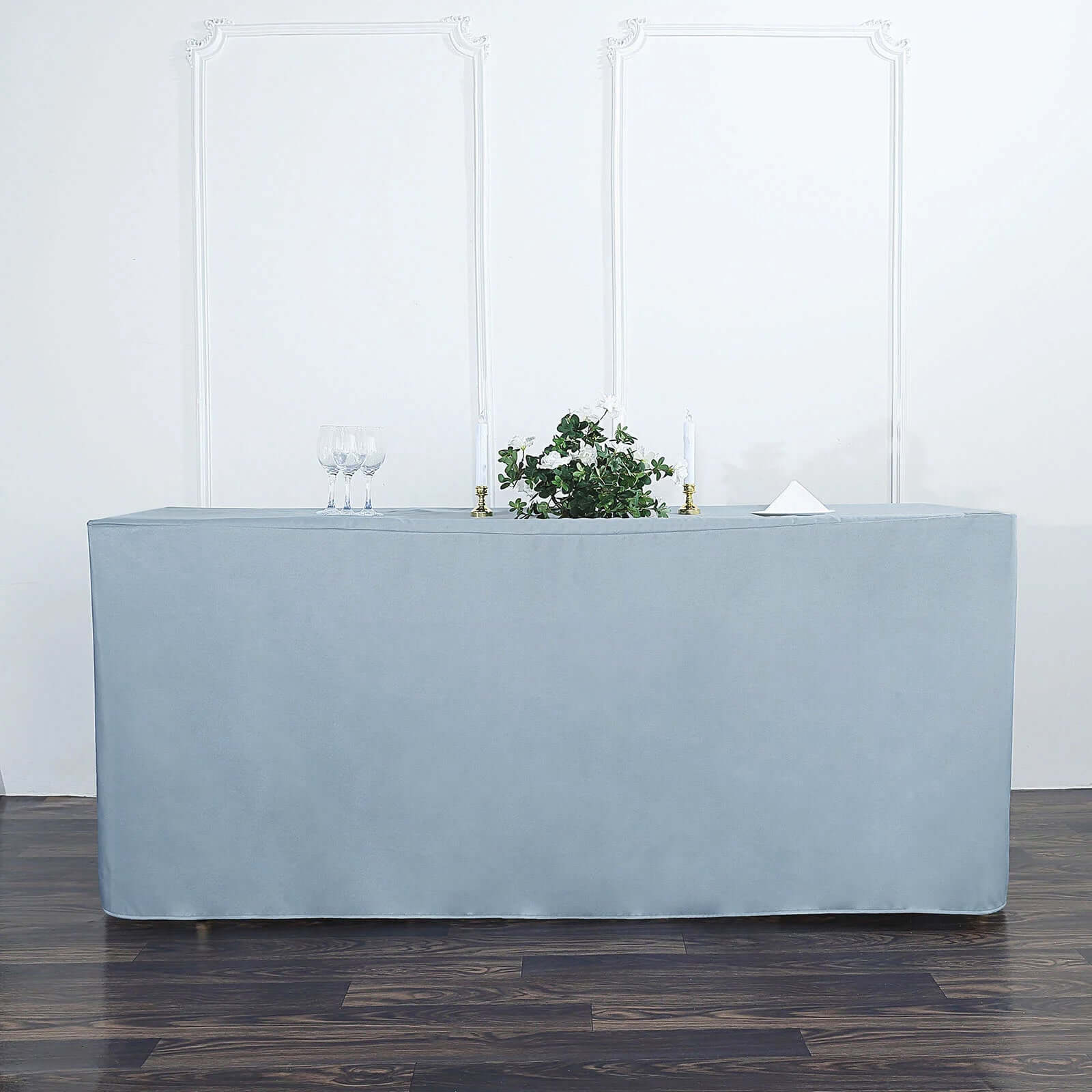 Fitted Polyester 72x30 Rectangle Tablecloth Dusty Blue - Durable Table Cover