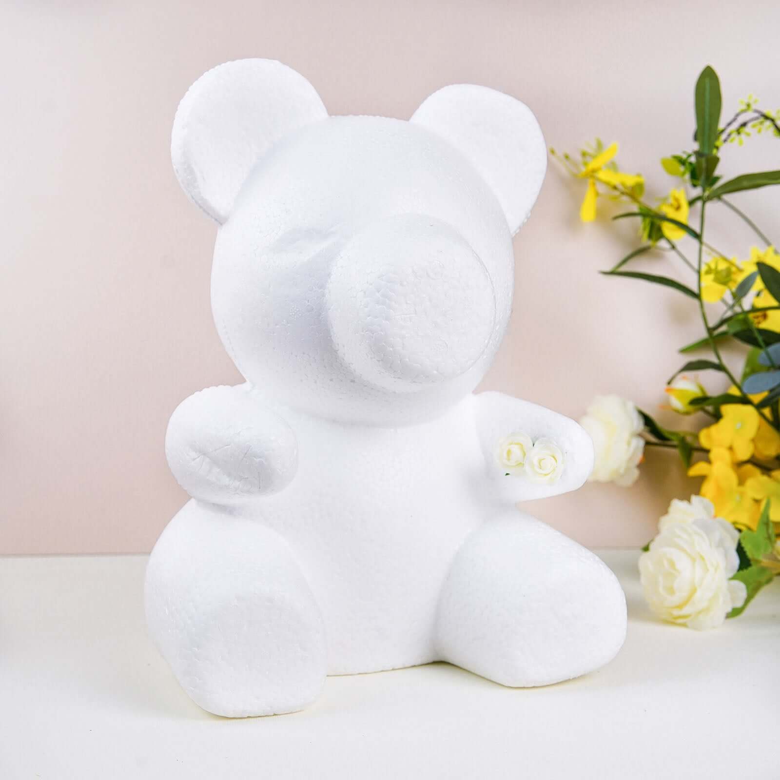 12 DIY White 3D Modeling StyroFoam Bear, Polystyrene Craft Foam Animal