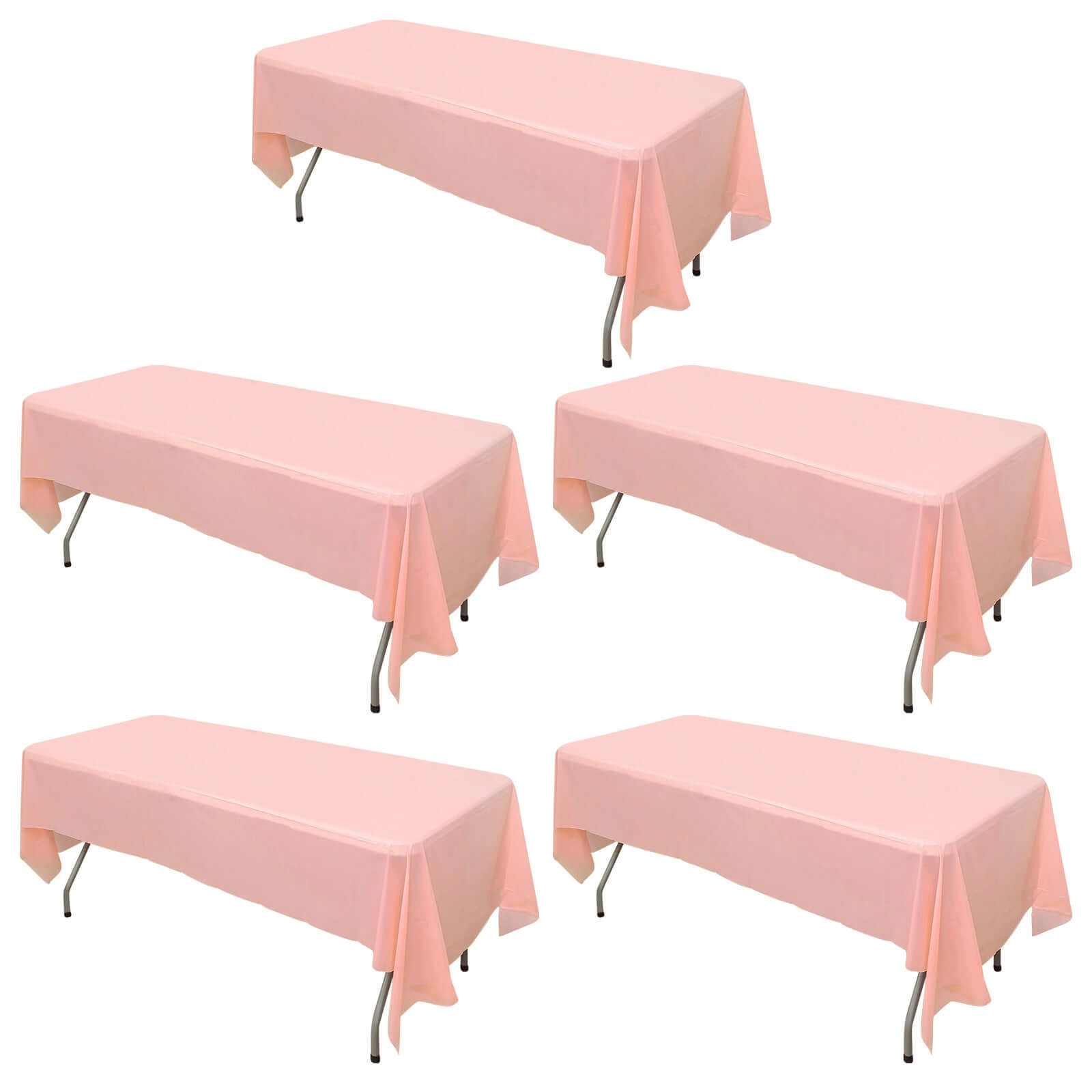 5-Pack Plastic Table Covers Blush Rectangle - Reliable PVC Disposable Covers for Gatherings 54x108