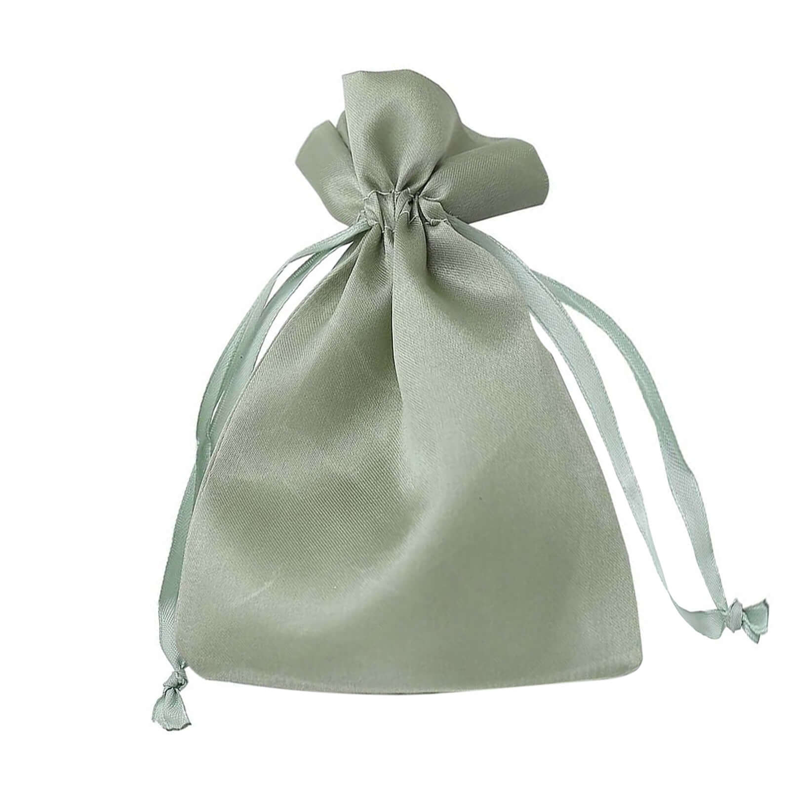 12 Pack 4x6 Sage Green Satin Drawstring Wedding Party Favor Gift Bags