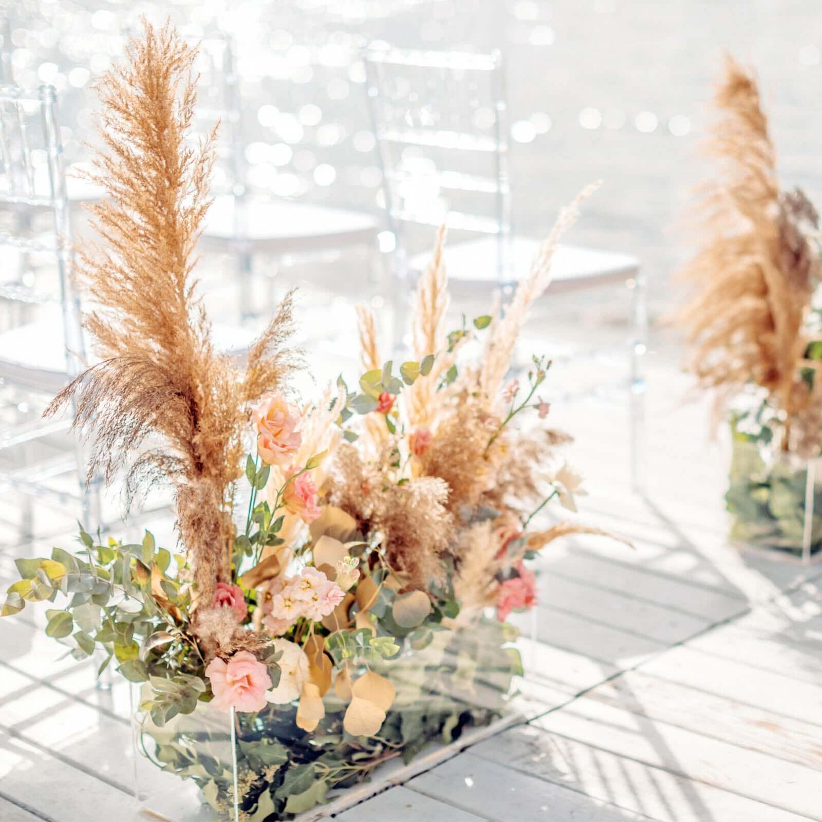 6 Stems Natural Dried Pampas Grass Decor Wheat Tint - Tall Plant Sprays for Boho Chic Vase Displays Backdrops & Event Styling 49