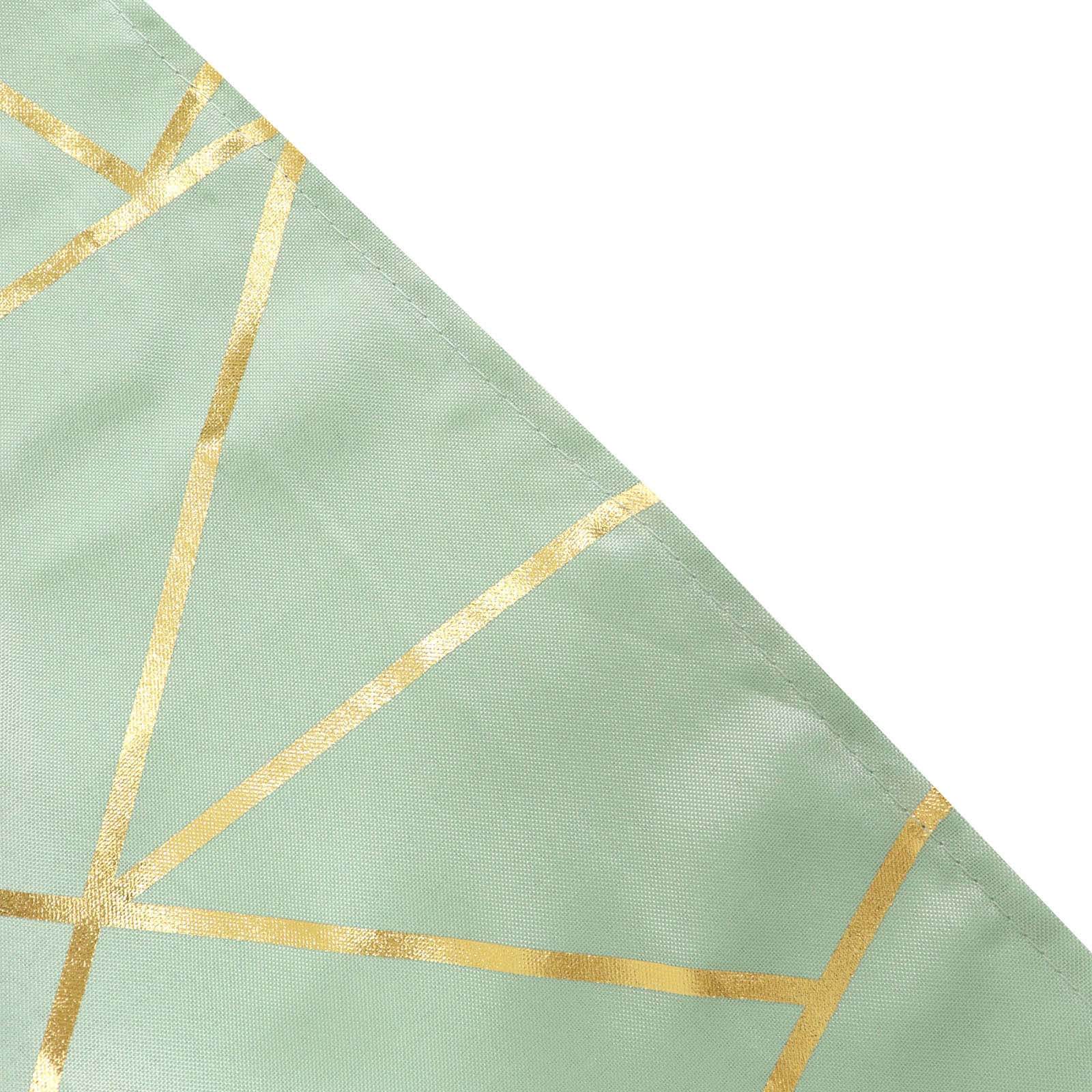 Polyester 54x54 Square Tablecloth Sage Green with Gold Foil Geometric Pattern - Wrinkle-Resistant & Durable for Stylish Settings