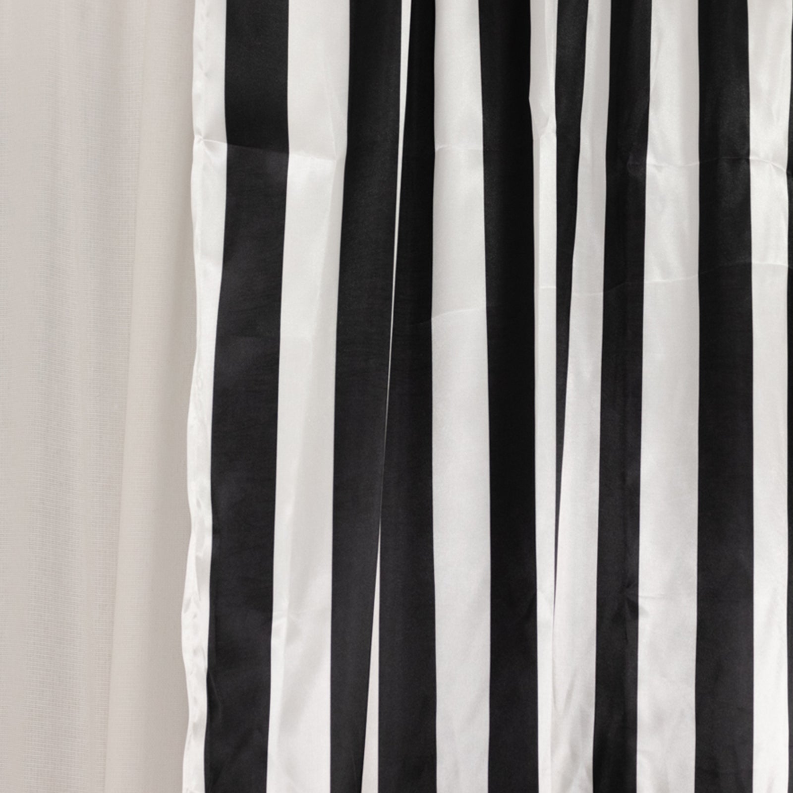 Black White Striped Satin Backdrop Curtain Drapery, Glossy Event Photography Background Room Divider Curtain Panel - 8ftx10ft