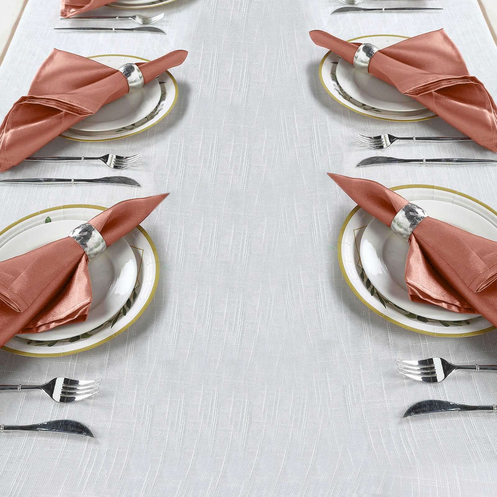 5 Pack Satin 20x20 Napkins Terracotta (Rust) - Luxurious Shine & Smooth Dinner Napkins