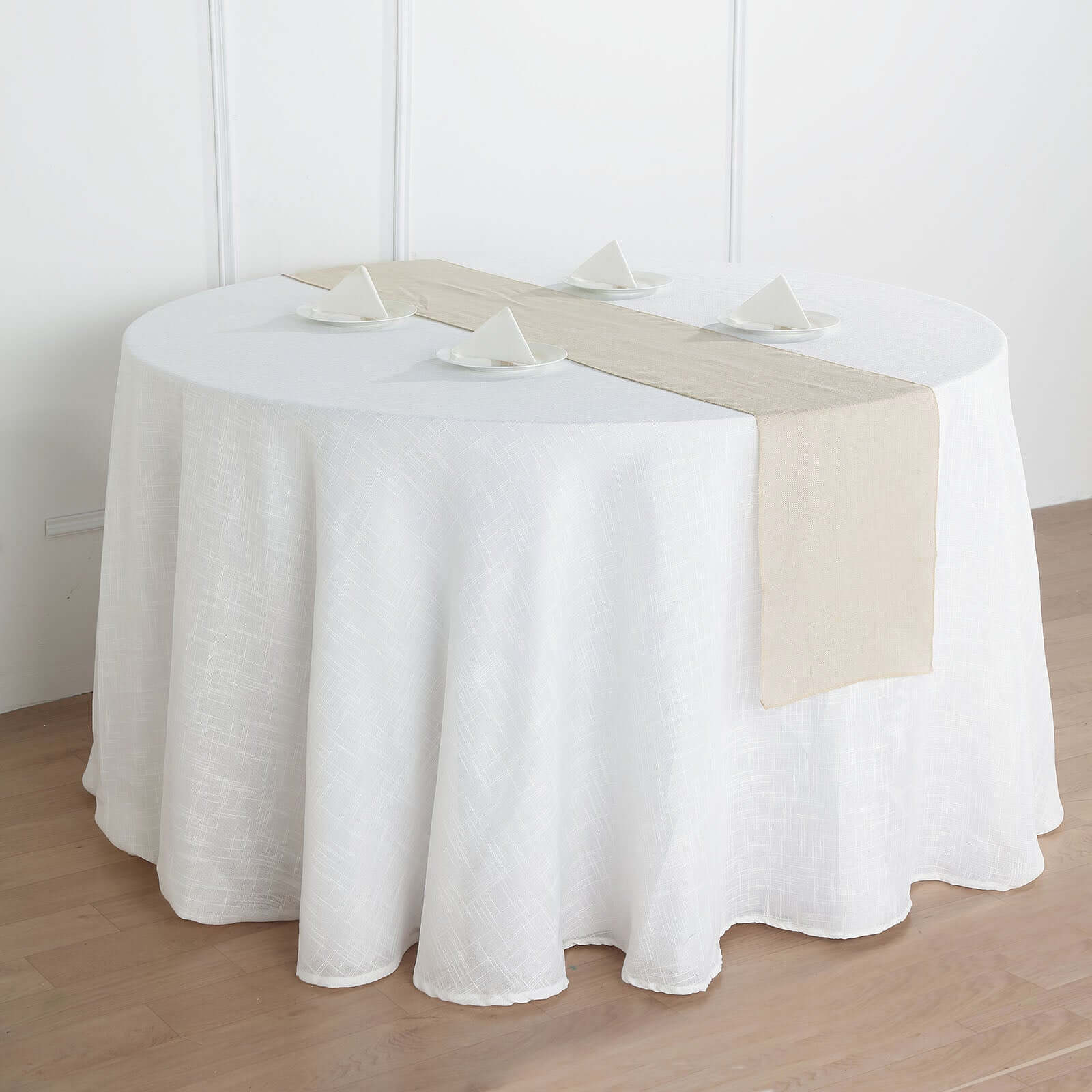 Faux Linen 12x108 Table Runner Beige - Slubby Textured & Wrinkle Resistant Table Decor