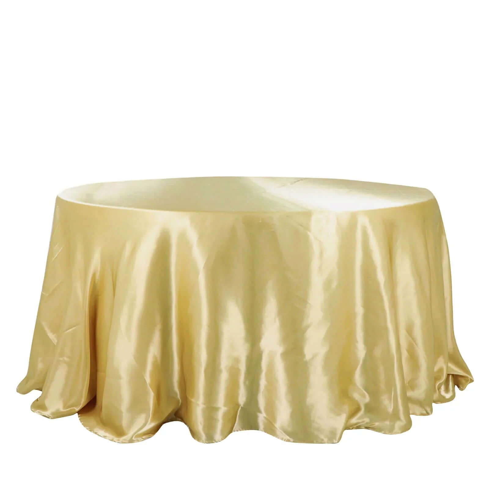 Satin 132 Round Tablecloth Champagne - Stylish Seamless Table Cover