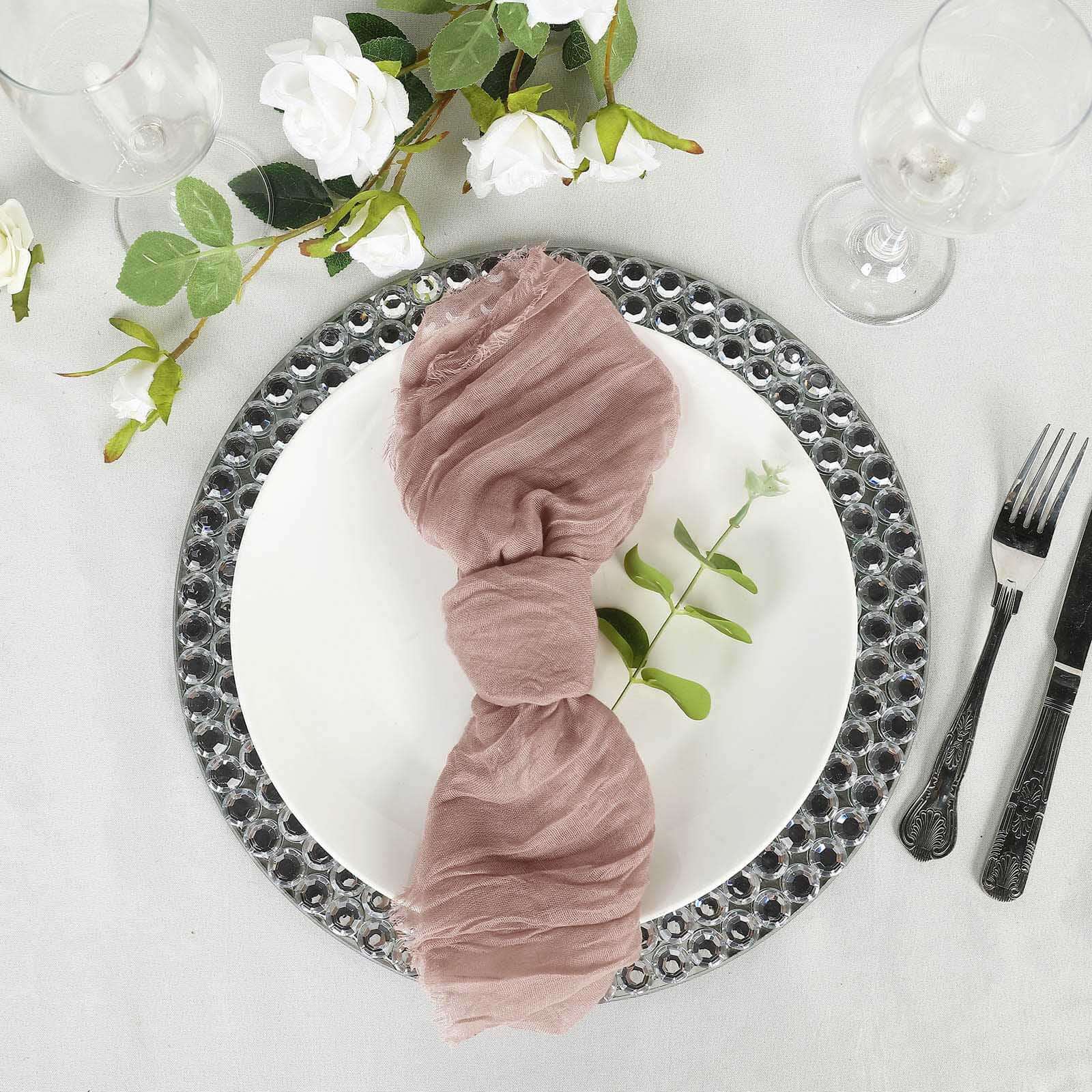 5 Pack Gauze Cheesecloth 24x19 Napkins Dusty Rose Reusable Dinner Napkins