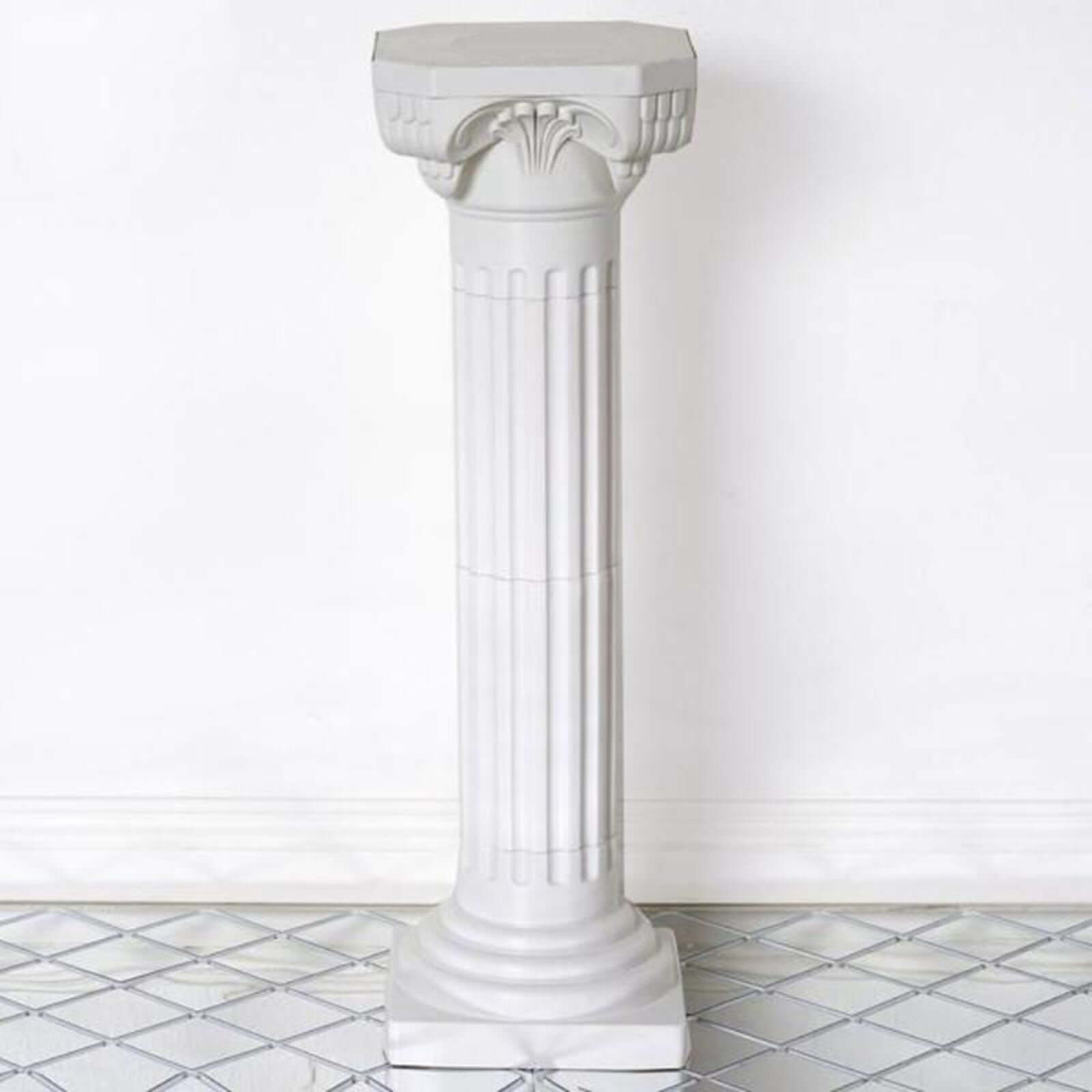 4 Pack 34 White Height Adjustable Empirical Roman Inspired Pedestal Column Plant Stand - PVC