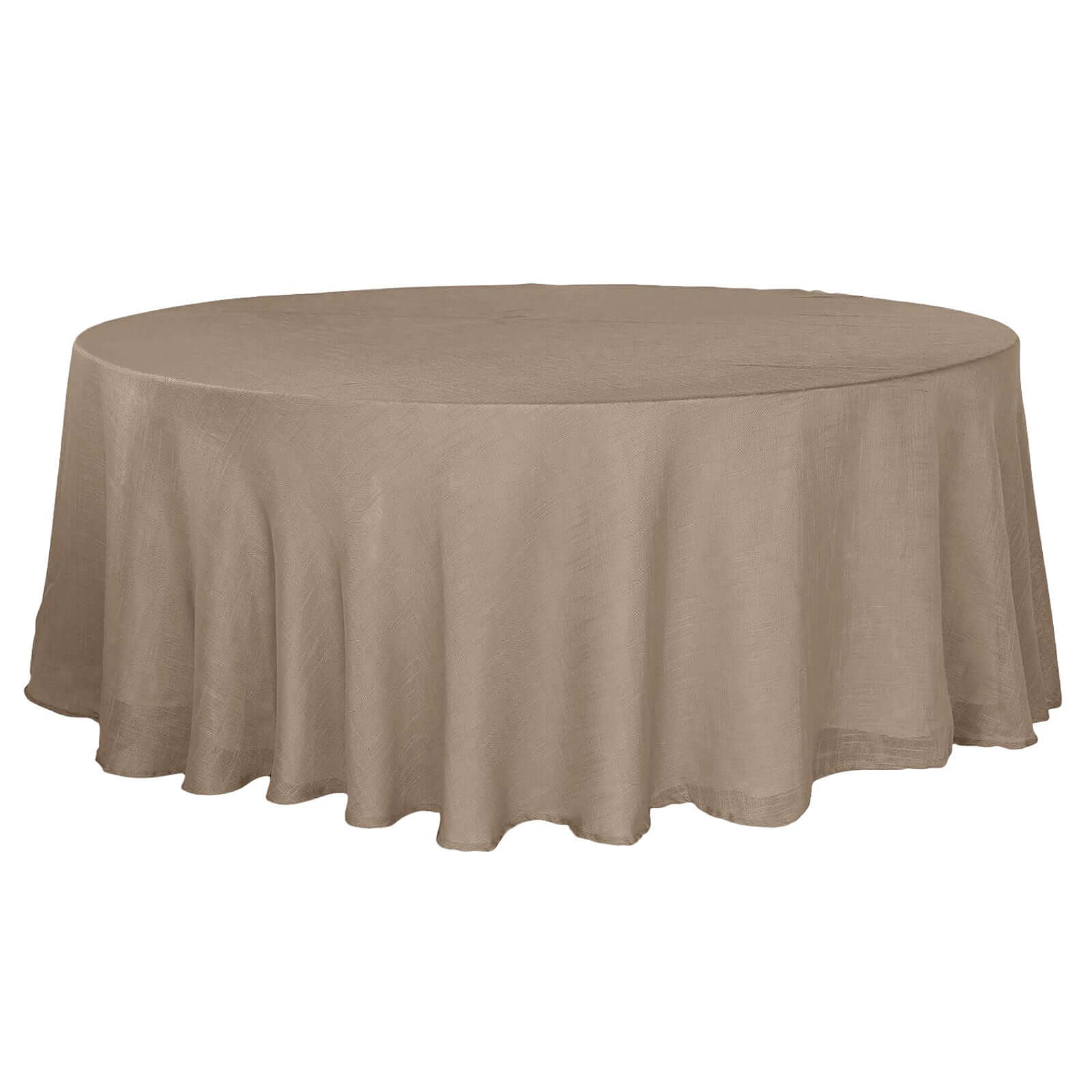 Faux Linen 108 Round Tablecloth Taupe - Slubby Textured & Wrinkle Resistant Table Cover