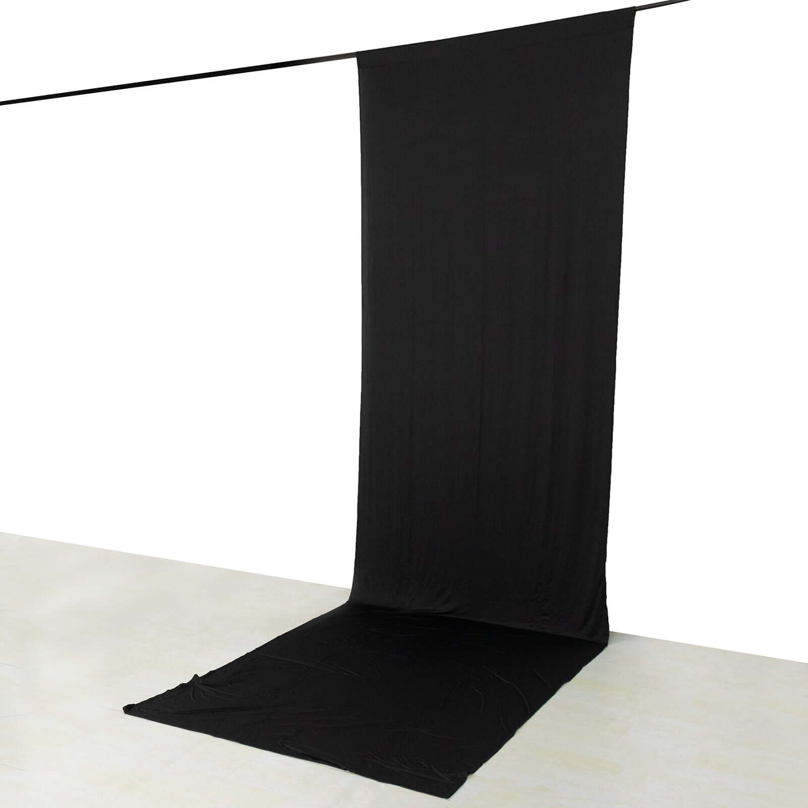 Black 4-Way Stretch Spandex Event Curtain Drapes, Wrinkle Free Backdrop Event Panel with Rod Pockets - 5ftx16ft