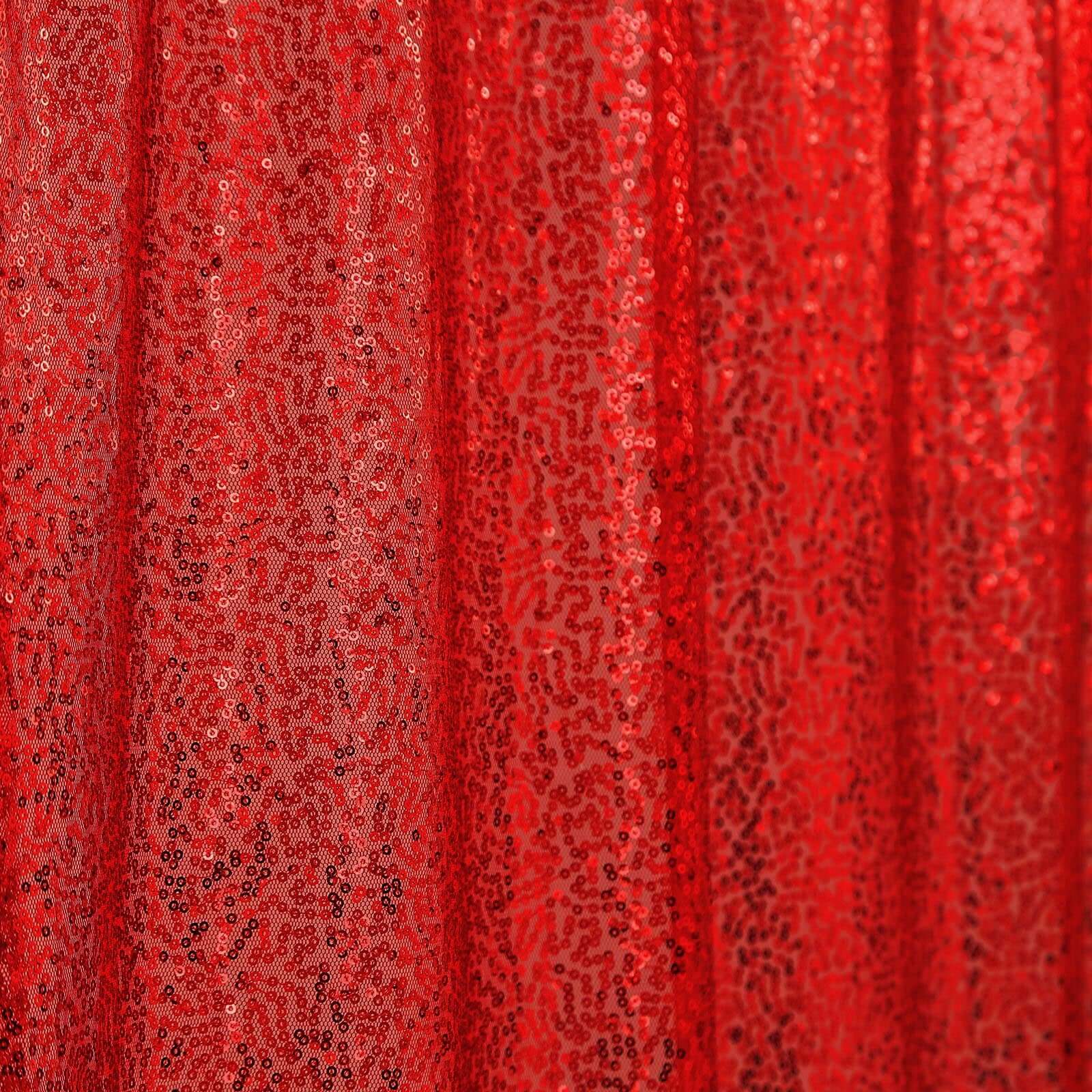 8ftx8ft Red Sequin Event Curtain Drapes, Backdrop Event Panel